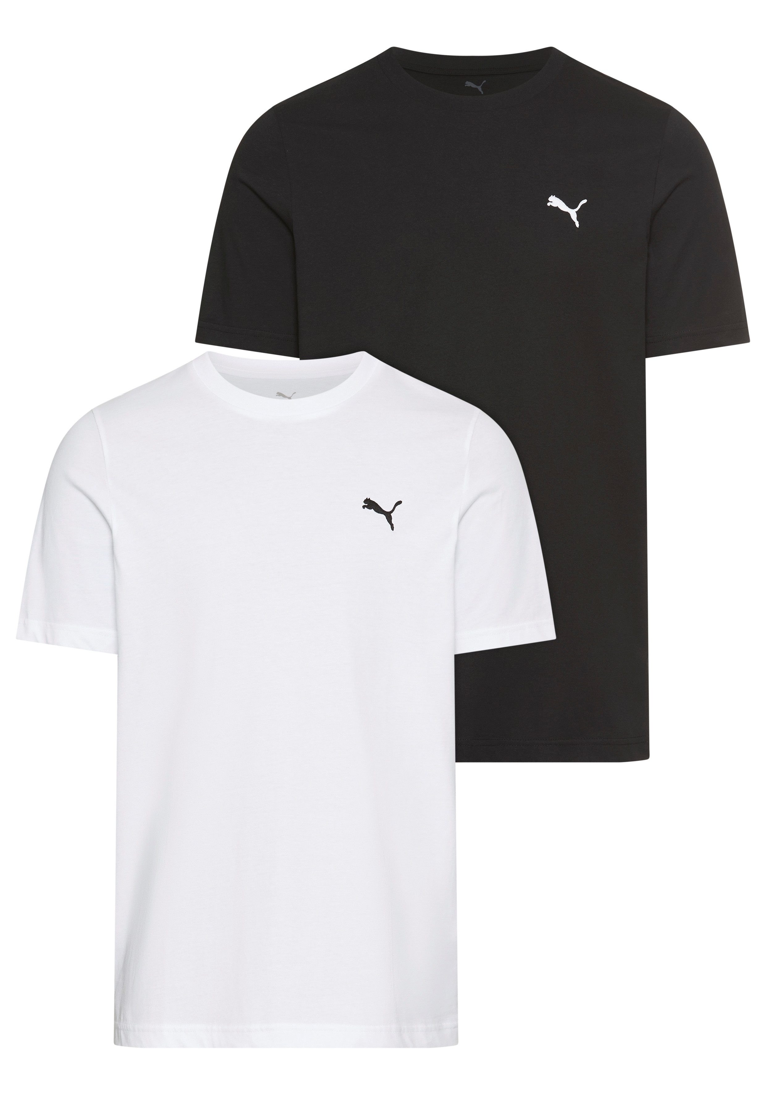 PUMA T-Shirt ESS LOGO TEE MULTIPACK M (2-tlg) Regular Fit, sportlicher Stil, Rundhalsausschnitt, aus Baumwolle