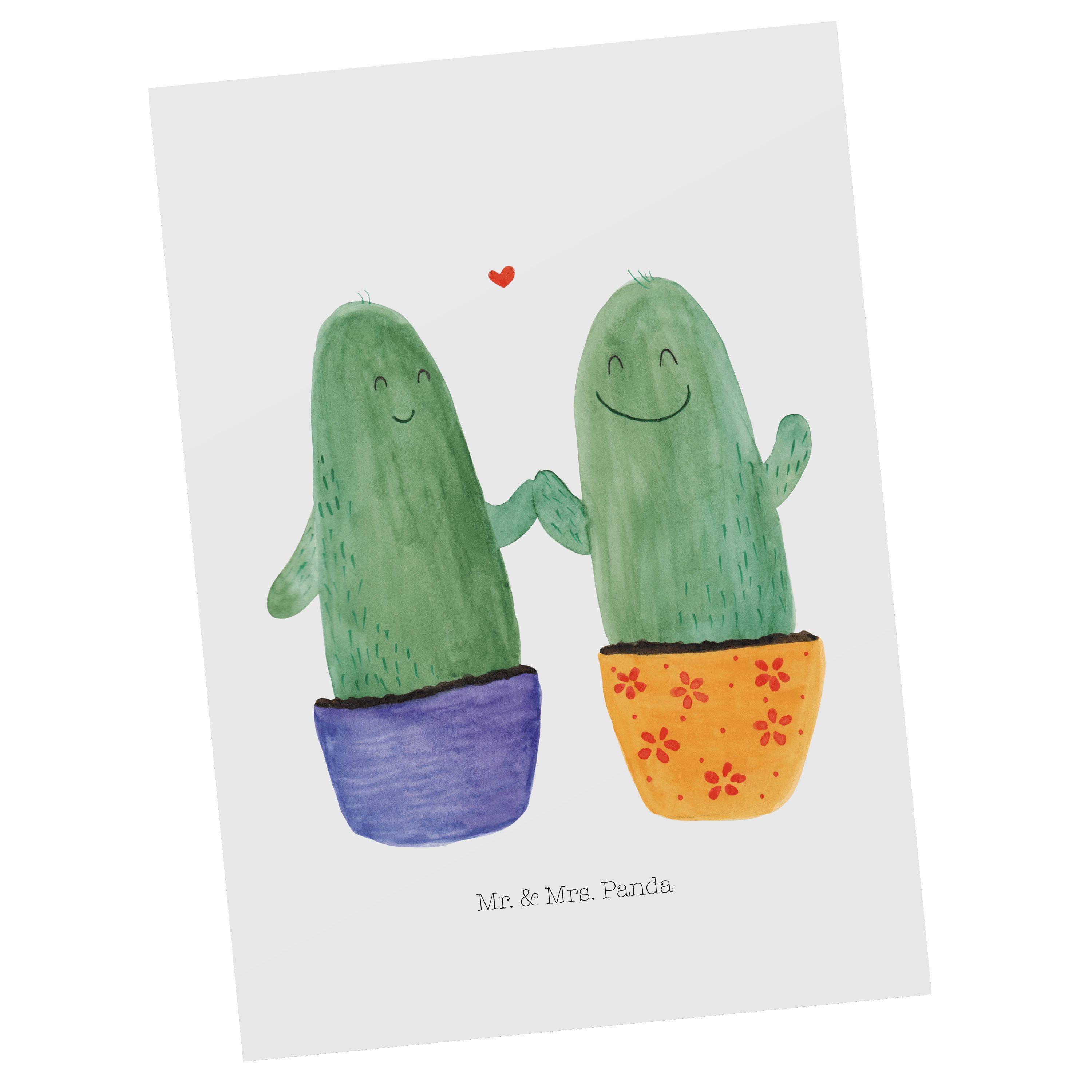 Mr. & Mrs. Panda Postkarte Kaktus Liebe - Weiß - Geschenk, Trennung, Karte, Dankeskarte, Geburts | Grußkarten