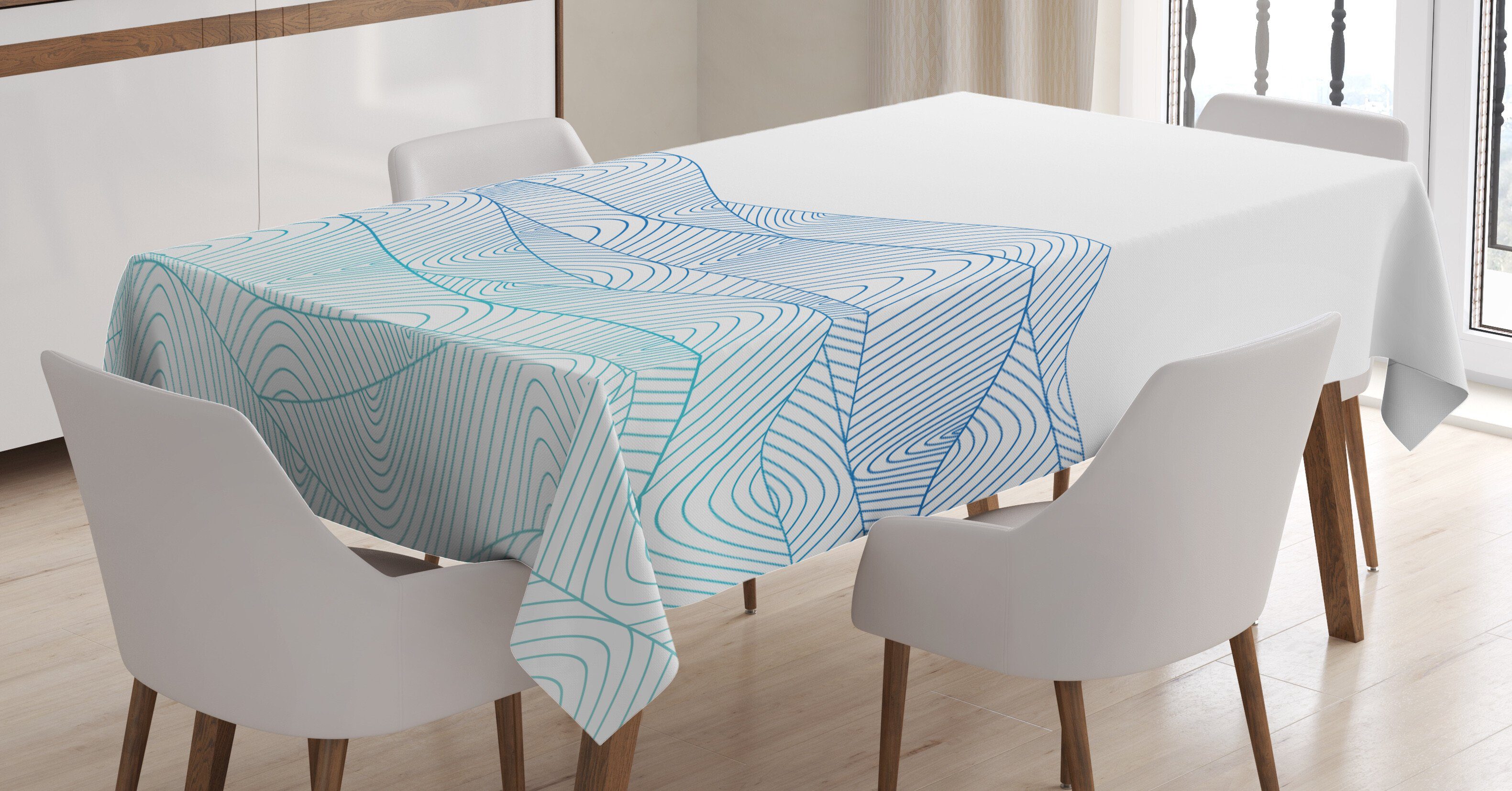Weiss den Tischdecke Für Klare Waschbar geeignet Bereich Außen Seascape Zusammenfassung Farben, Abakuhaus Farbfest Blau