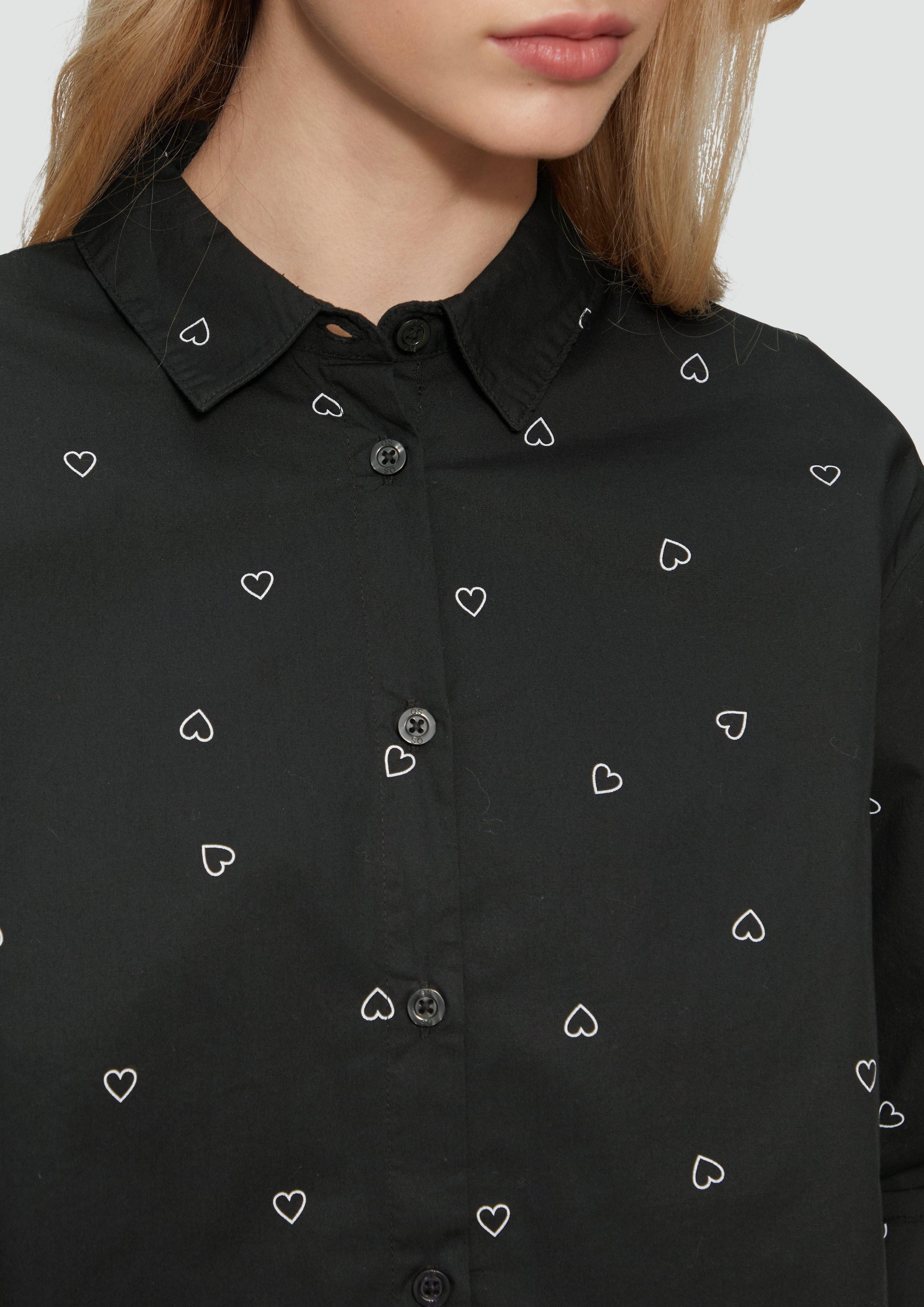 QS Langarmbluse Baumwollbluse mit All-over-Print günstig online kaufen