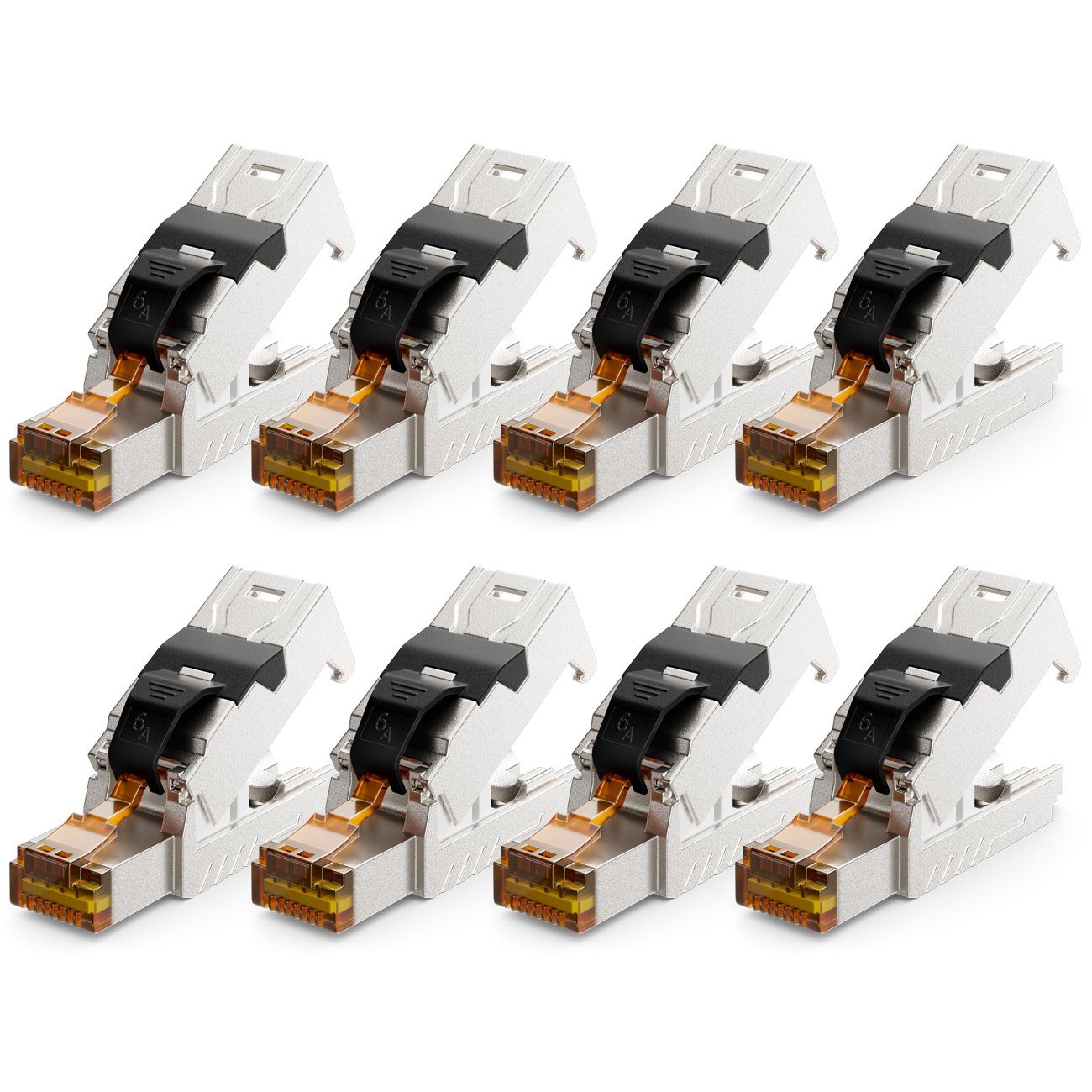 deleyCON deleyCON 8x CAT 6a Netzwerkstecker Werkzeuglos Netzwerkkabel Netzwerk-Adapter