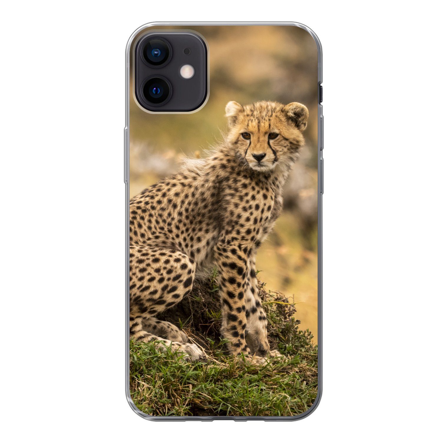 MuchoWow Handyhülle für Apple iPhone 12 Mini Leopard - Wald - Tier, Smartphone-Bumper, Print, Handy Schutzhülle Dünn