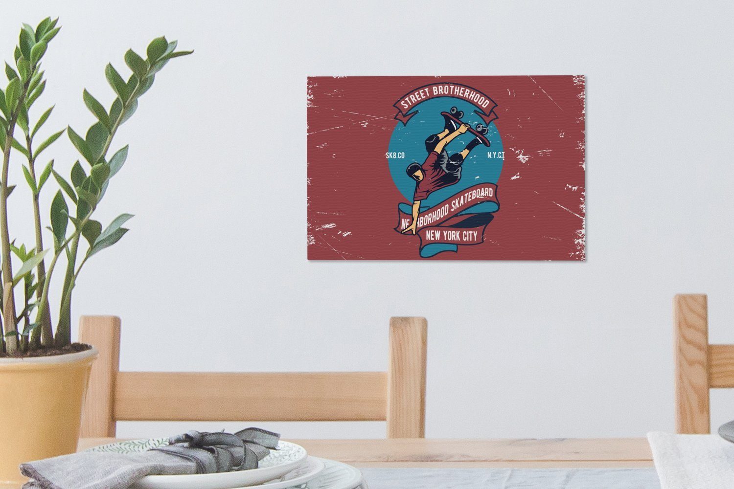 Retro Leinwandbilder, OneMillionCanvasses® Skateboard Zitat, - 30x20 Wanddeko, Aufhängefertig, Leinwandbild - Wandbild (1 cm Mann - St),