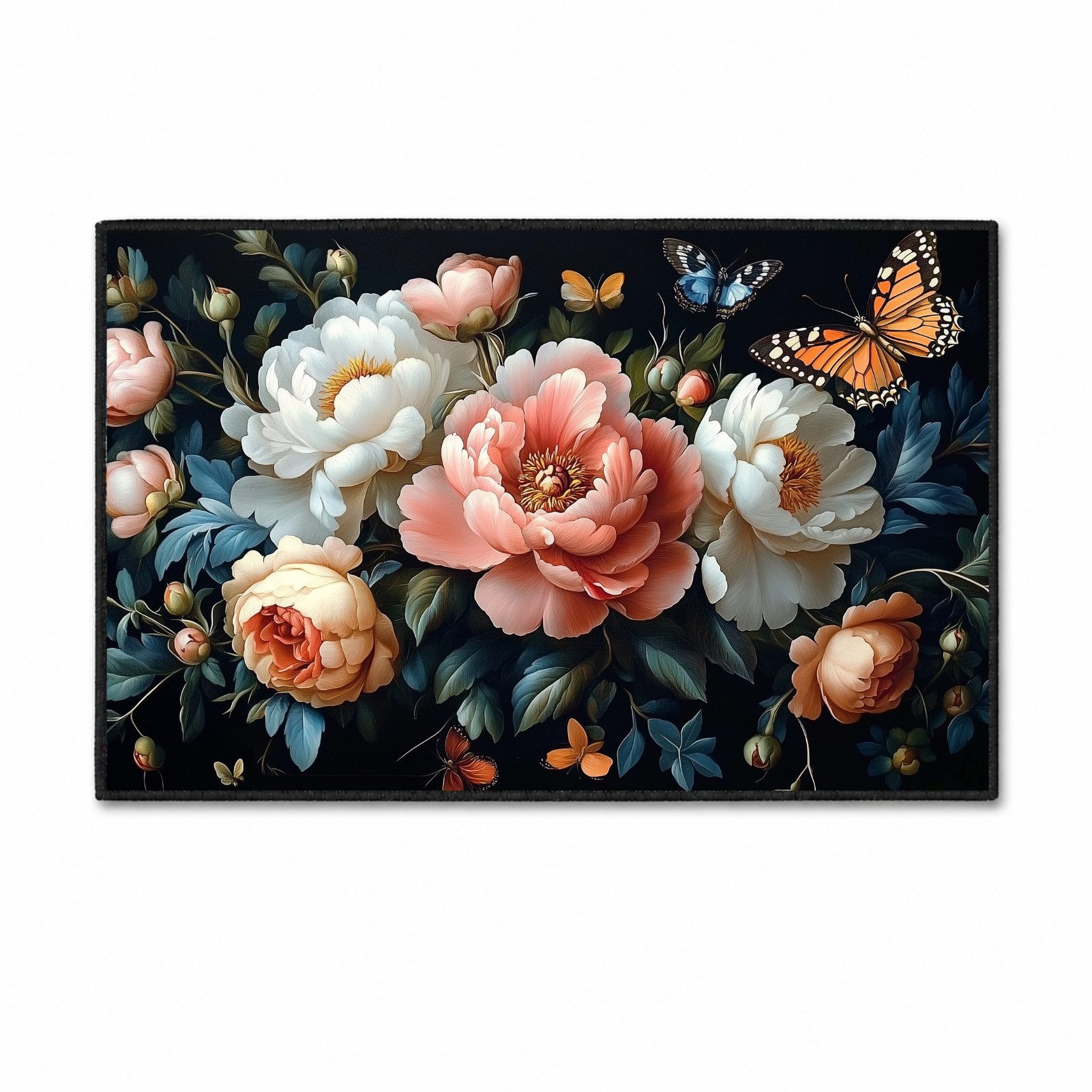 Jumpeak Teppich Blumen & Schmetterlinge Teppich, tepichwohinzimer, teppich waschbar, Rechteckig, Höhe: 5 mm, länglicher teppich,Kunstkaschmir, teppich pflegeleicht, große teppiche