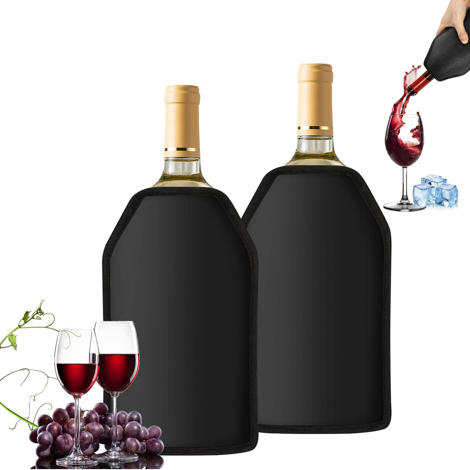 Wein- und Sektkühler Weinkühler Manschette 2er Set- Kühlmanschette für Wein Flaschenkühler