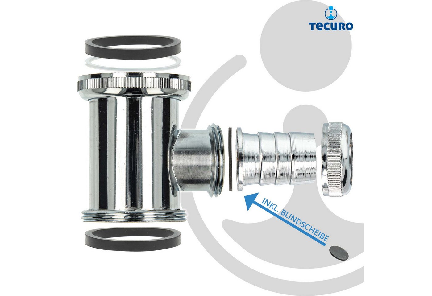 Thumbnail - tecuro Siphon Geräte-Abfluss-Zwischenstück für Siphon 1 1/2 Zoll - DN 40