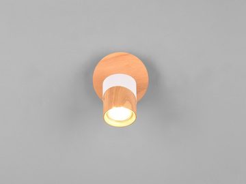 meineWunschleuchte LED Wandstrahler, Dimmfunktion, LED wechselbar, warmweiß, innen, kleine Holz-lampe Spot schwenkbar, Wandlampe Bett & Treppenhaus