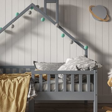 VitaliSpa® Hausbett Kinderbett Spielbett Noemi 80x160cm Anthrazit Rausfallschutz