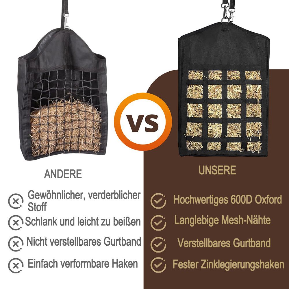 Ledander Heunetz Heusack für Pferde,Slow-Feeding Heusäcke,Hängende Heutasche, große Heutaschen für Pferde,Oxford-Futtersäcke mit Heunetz-Design