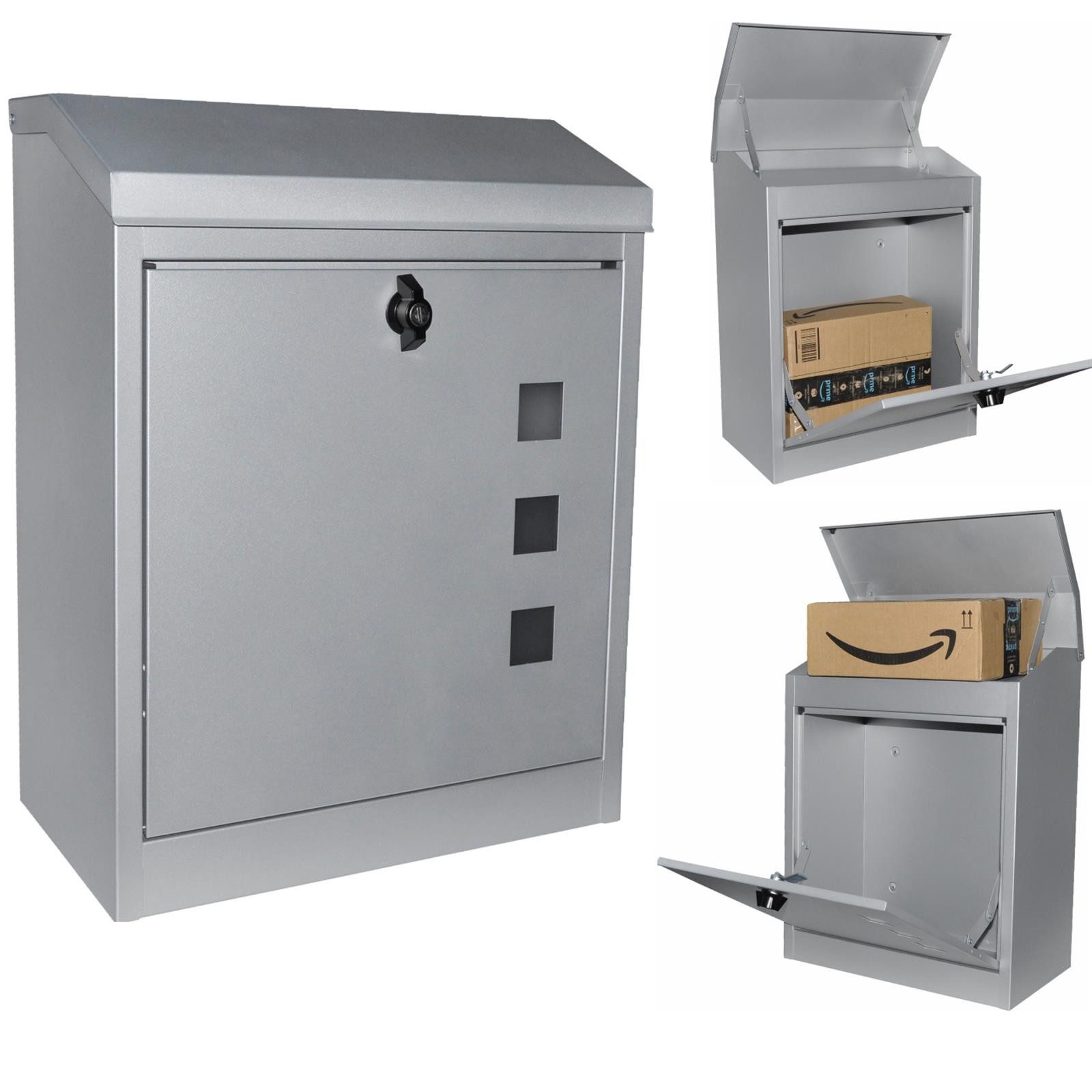 Wandbriefkasten Briefkasten Paketbox Silber