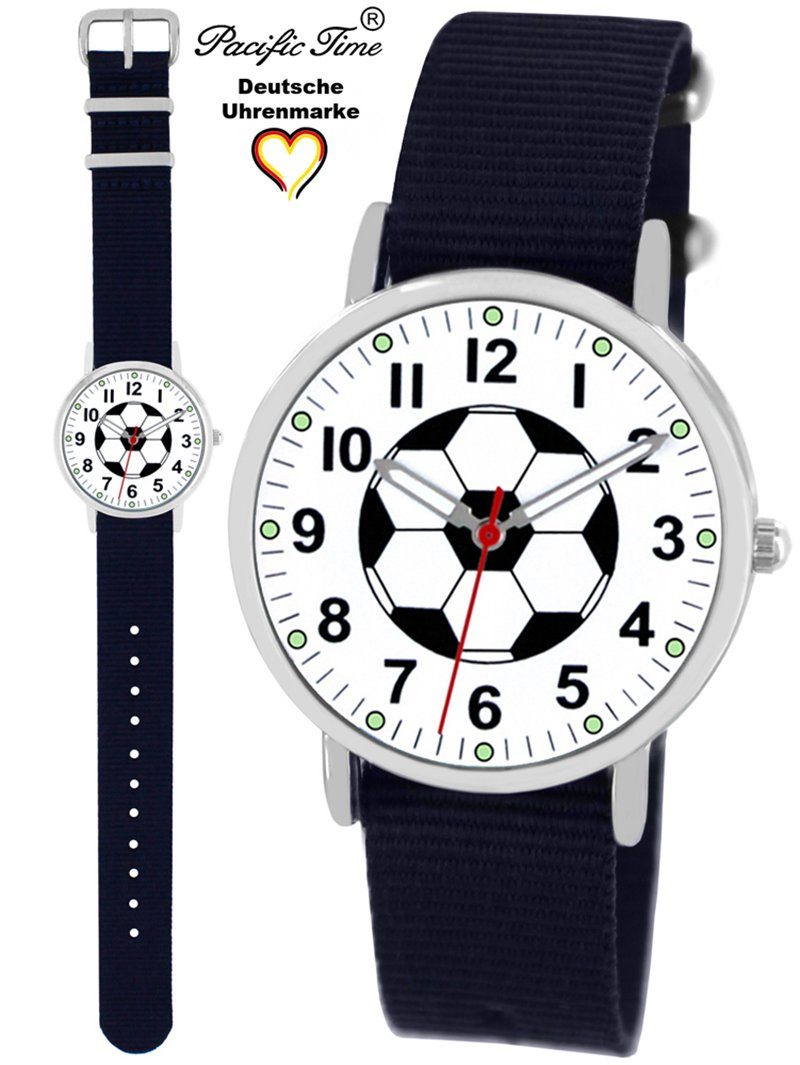 Match - Versand Time Quarzuhr und Wechselarmband, Pacific Gratis Design blau Fußball Kinder Armbanduhr Mix