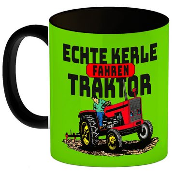 speecheese Tasse Echte Kerle fahren Traktor Kaffeebecher Schwarz in grün