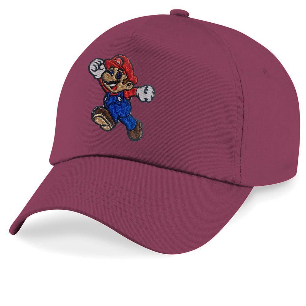 Blondie & Brownie Baseball Cap Kinder Mario Stick Patch Luigi Klempner Super Nintendo One Size Burgund