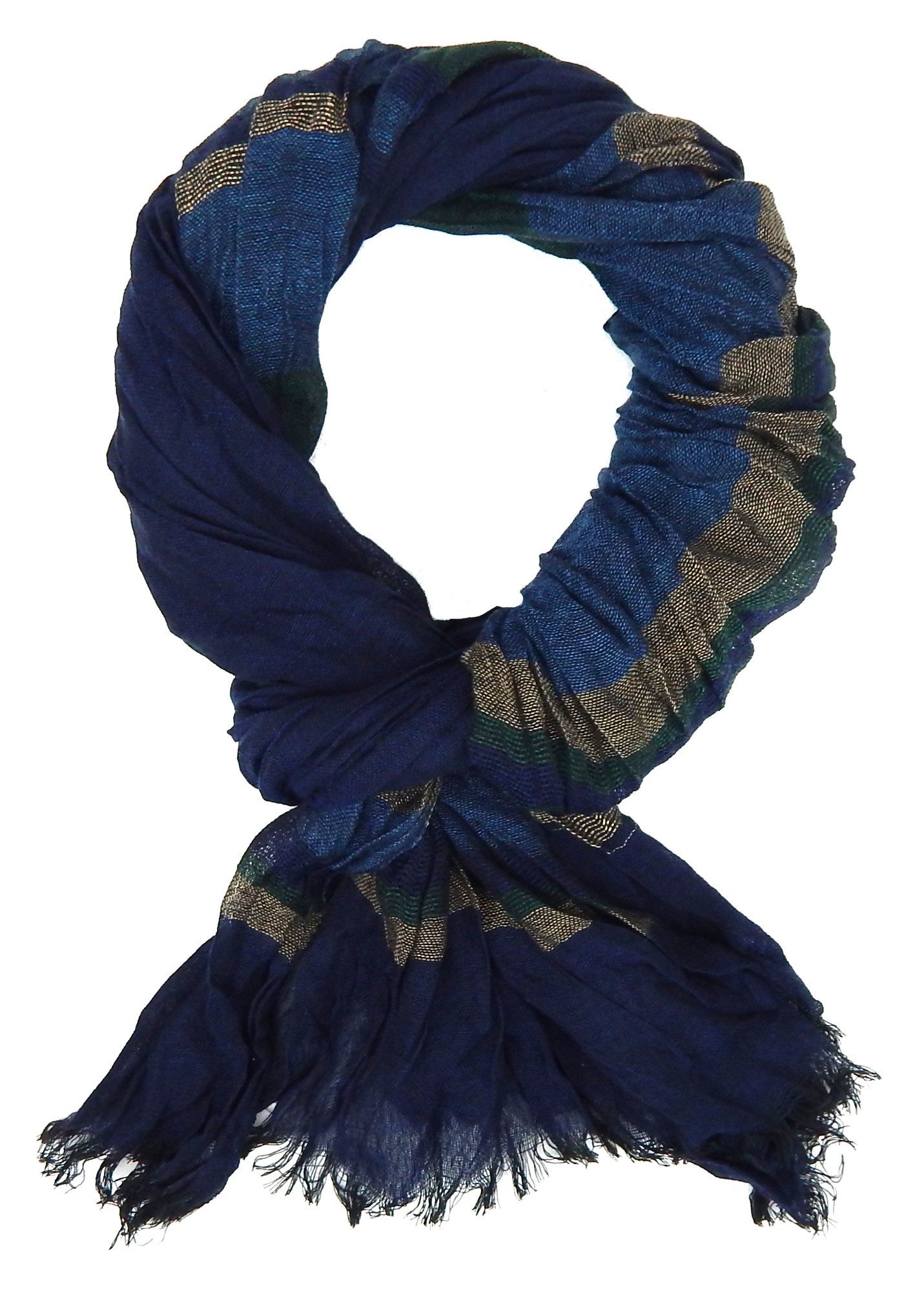 Ella Jonte Modeschal, leichter Herrenschal blau mit Streifen in beige grün günstig online kaufen