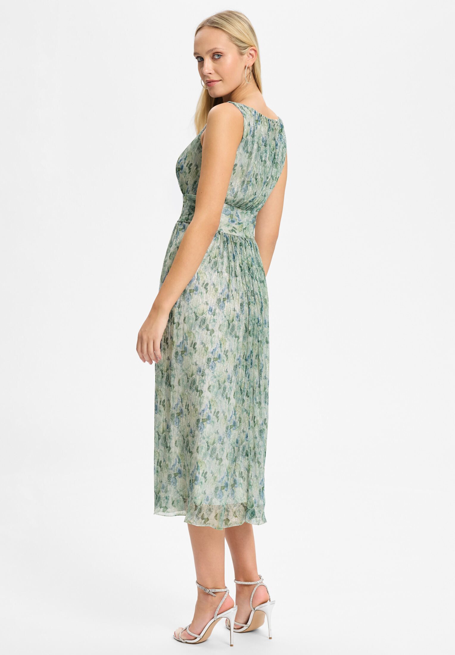 SWING Cocktailkleid - Cocktailkleid aus bedrucktem Plissee Jersey Taillierter Schnitt mit fließendem Rockteil