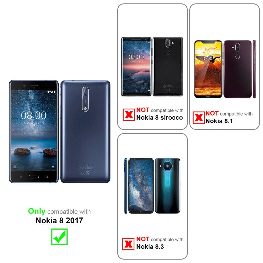 Cadorabo Handyhülle für Nokia 8 2017 Hülle Nokia 8 2017, Hülle Schutzhülle mit Standfunktion, Magnetverschluss und Kartenfach