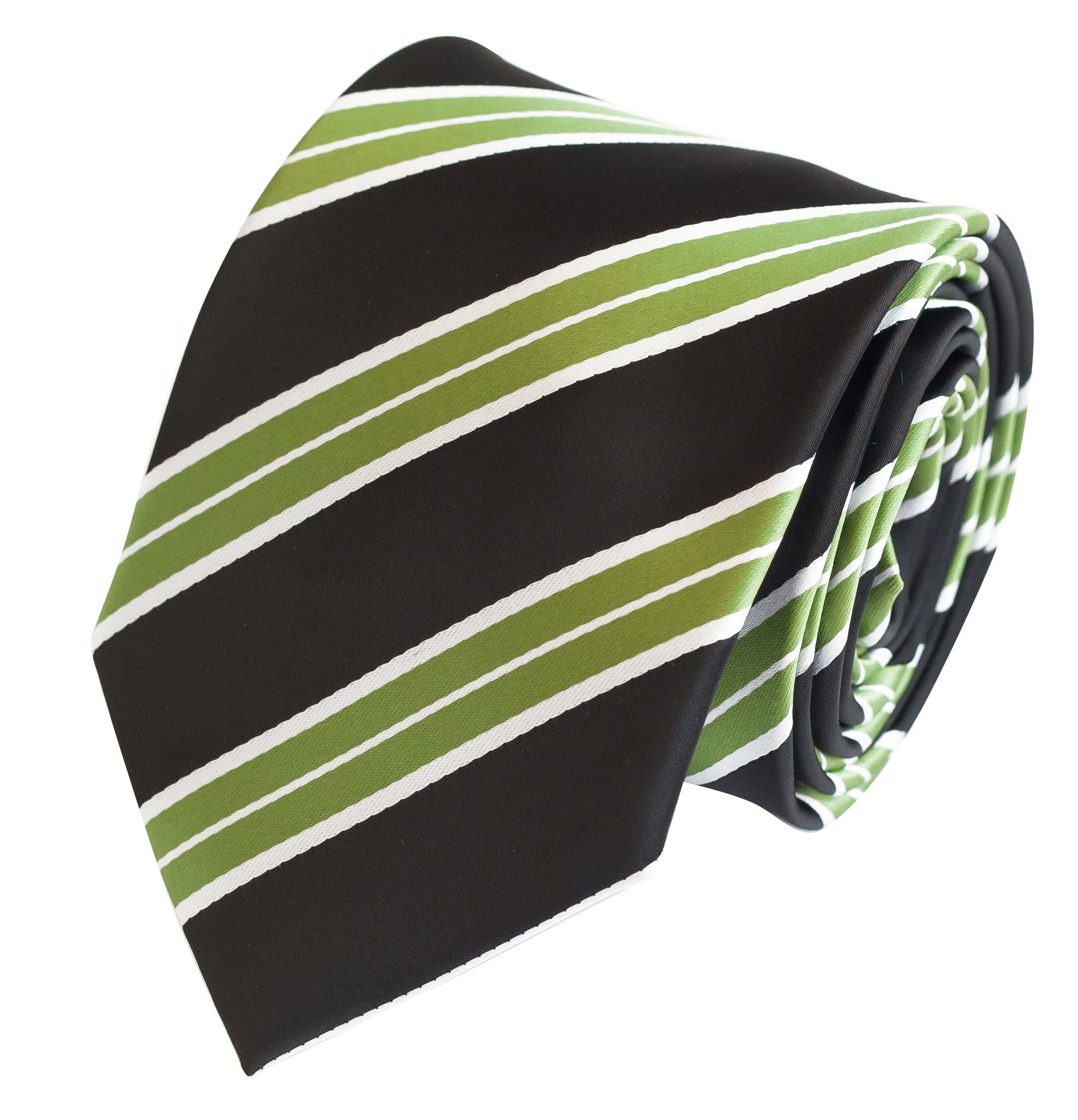 Grün - Breit Gestreift) Farini Farbton Krawatte 8cm Herren Schwarz/Grün/Weiß Krawatten Fabio mit in Box, Schlips Grüne (ohne (8cm),