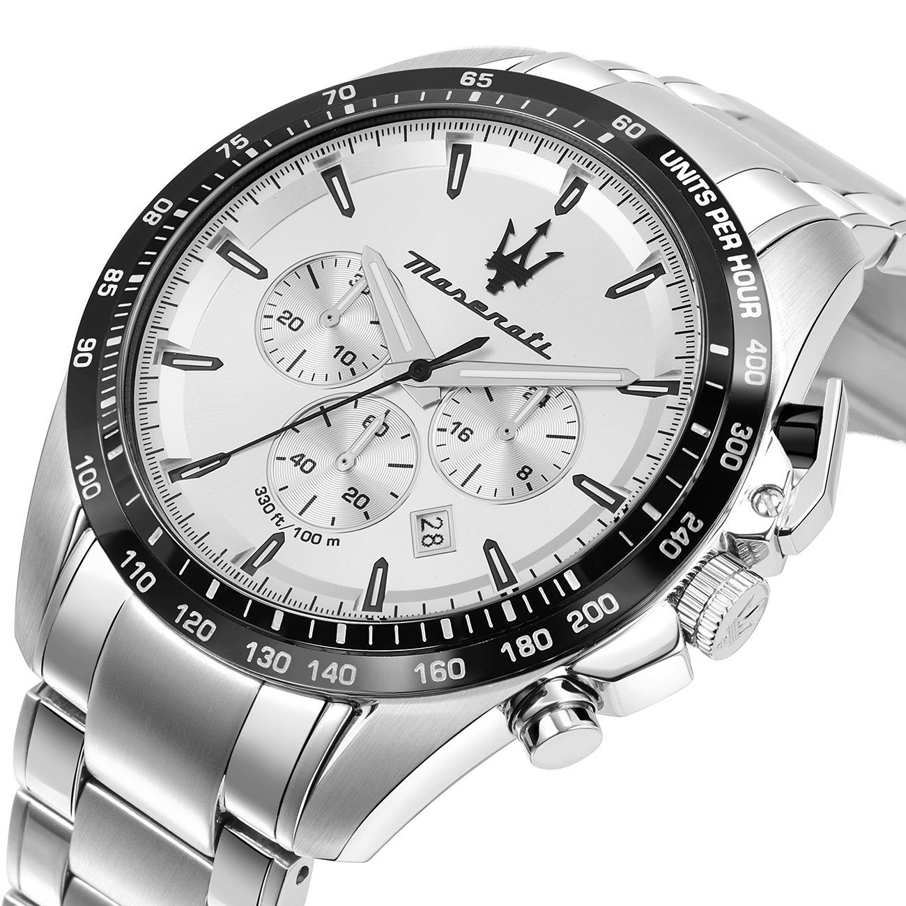 MASERATI Quarzuhr Maserati Herrenuhr Chronograph, (Chronograph), Herrenuhr rund, groß (ca. 45mm) Edelstahlarmband, Made-In Italy