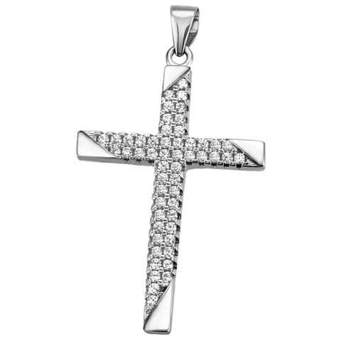 Firetti Kettenanhänger Schmuck Geschenk Silber 925 Halsschmuck Anhänger Kreuz, mit Zirkonia (synth)