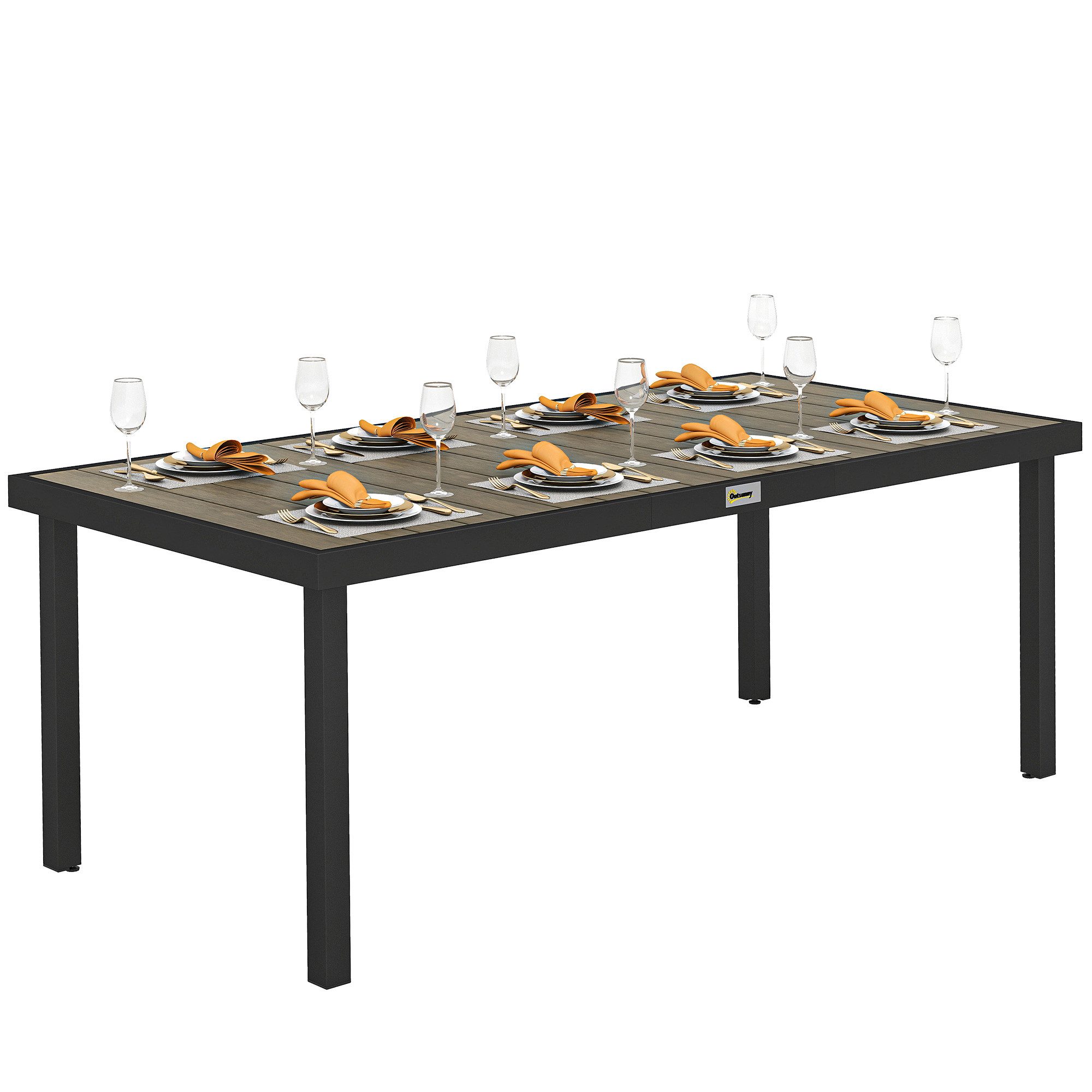 Outsunny Gartentisch 190x90 cm, wetterfest, mit Holz-Optik, rutschfest, für günstig online kaufen