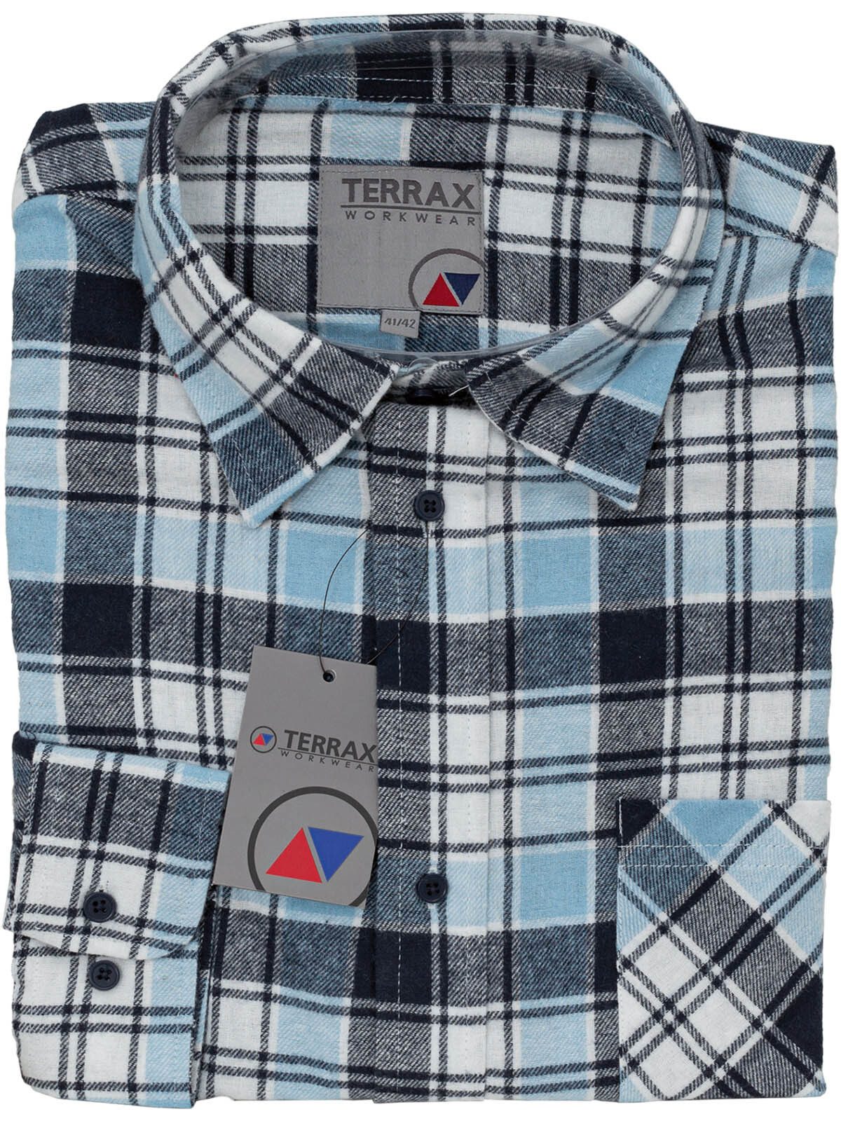 Terrax Workwear Langarmhemd 81032-7001 Flanellhemd 105 cm EU Konfektionsgrößen