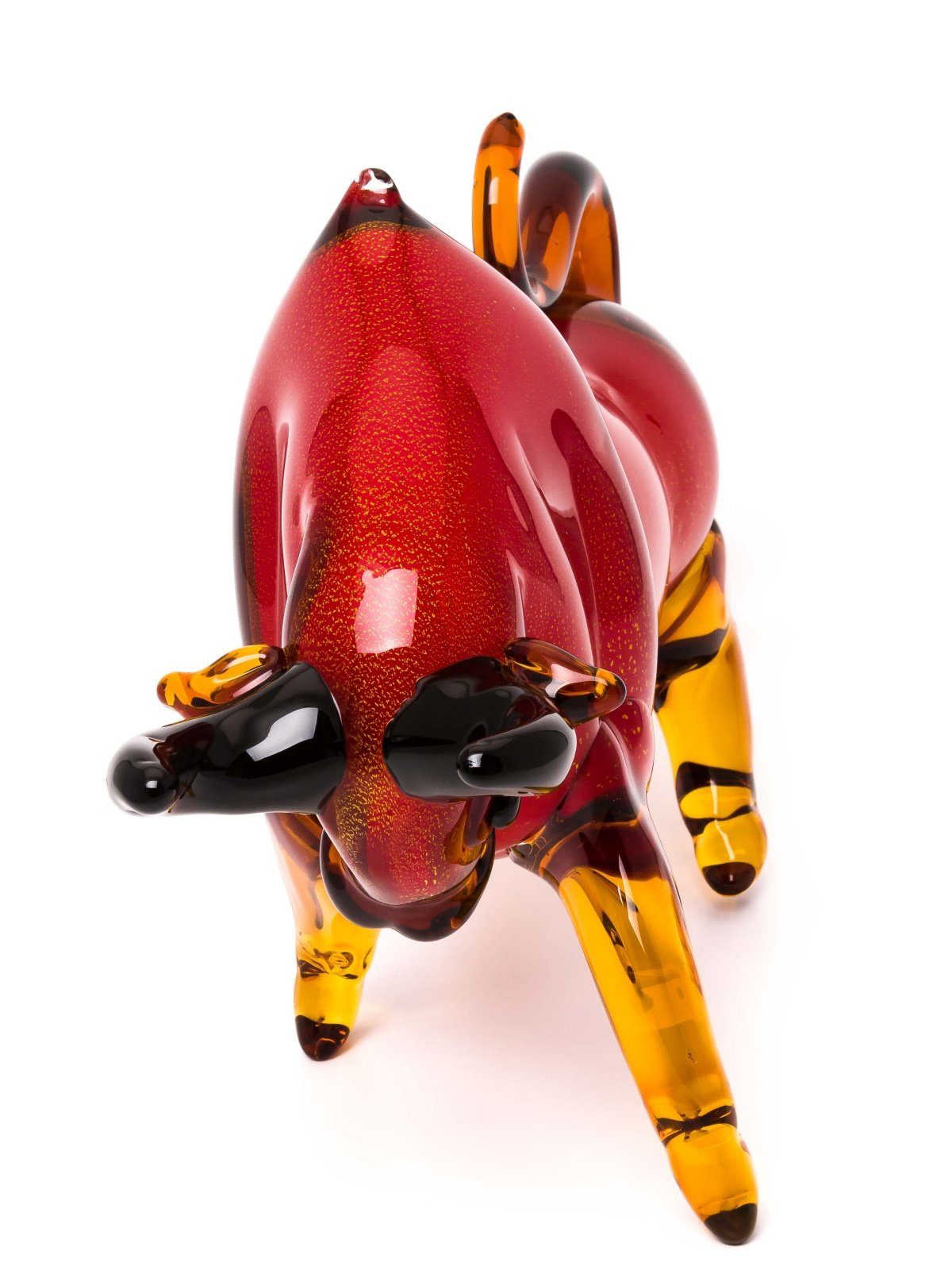 Figur tau glass Dekofigur aus Glas bull 50cm Aubaho Dekoration Stier große Skulptur rot