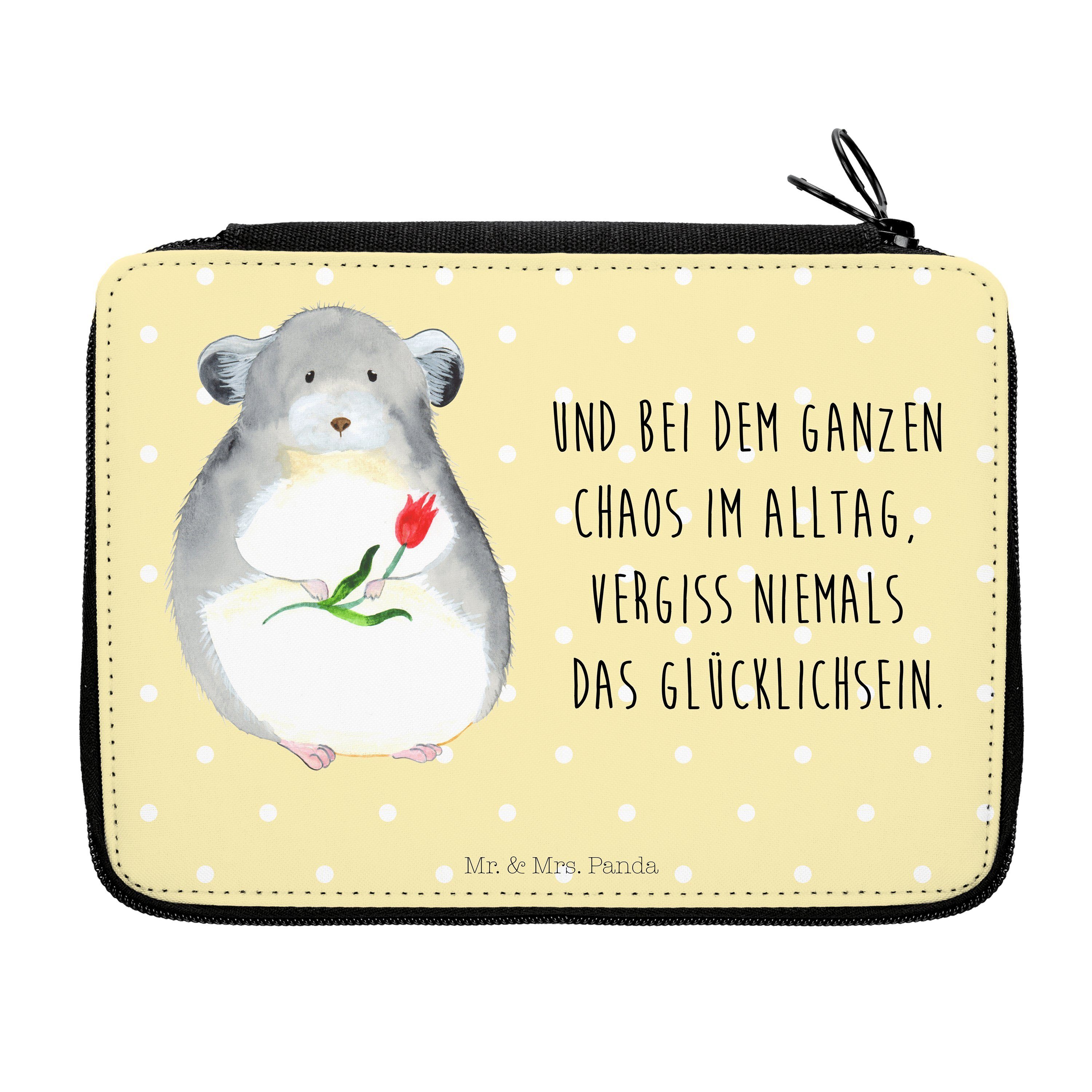 Mr. & Mrs. Panda Federmäppchen Chinchilla mit Blume - Gelb Pastell - Geschenk, Büro Stifte Etui, Glü, (1-tlg)