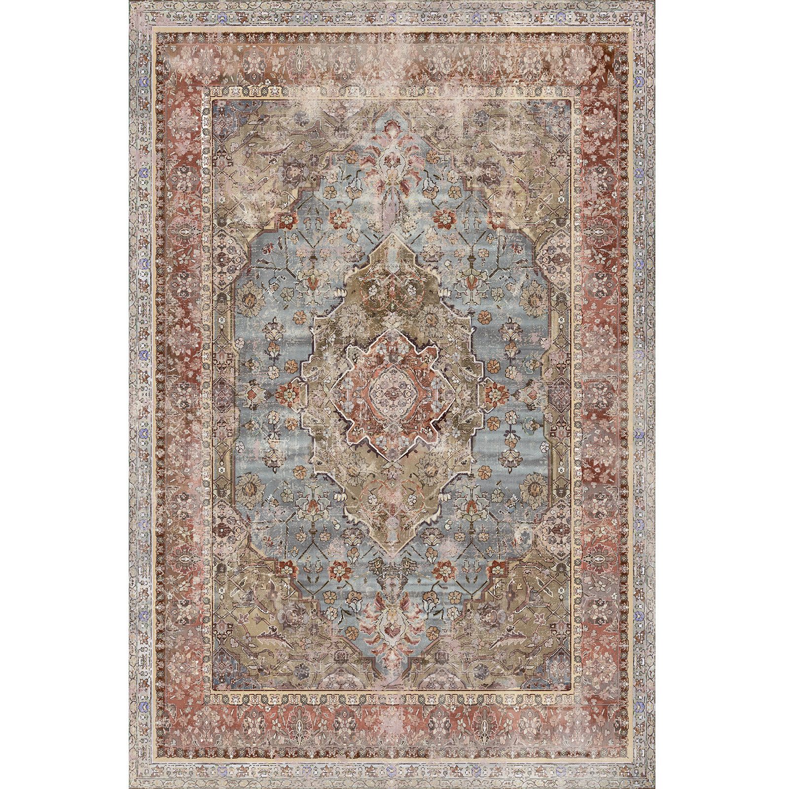 Bamyum Teppich Avlin Teppich mit Chenille-Druck, Waschbarer, Antibakteriell Teppich