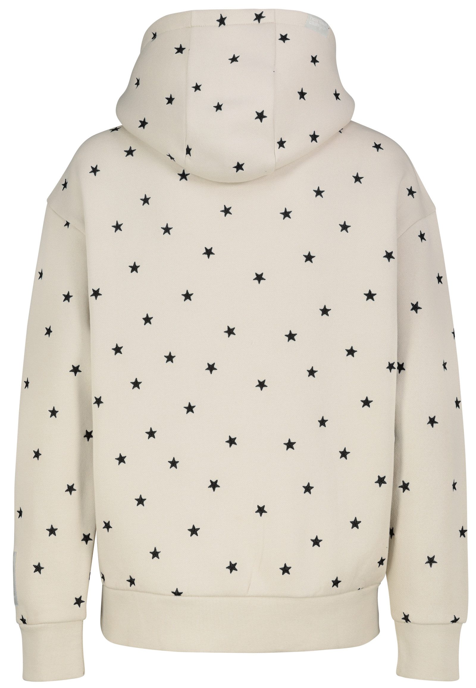 Eight2Nine Kapuzenpullover Damen Hoodie Allover bestickt Oversize Fit, aufgestickte Sterne oder Schleifen