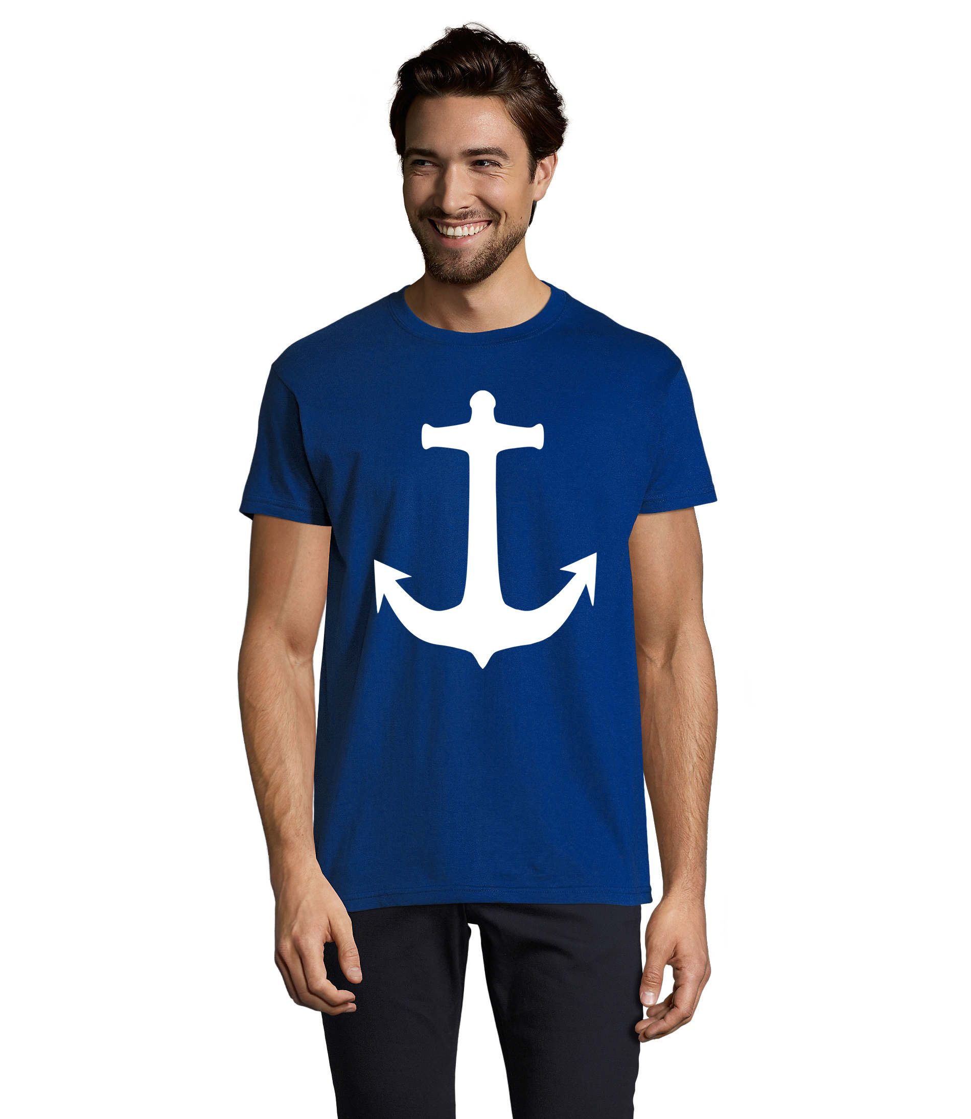 Blondie & Brownie T-Shirt Herren Shirt Maritim Anker Symbol Freizeit Baumwolle Komfort Herren T-Shirt Anker Print Maritim Baumwolle Freizeitshirt Rundhals
