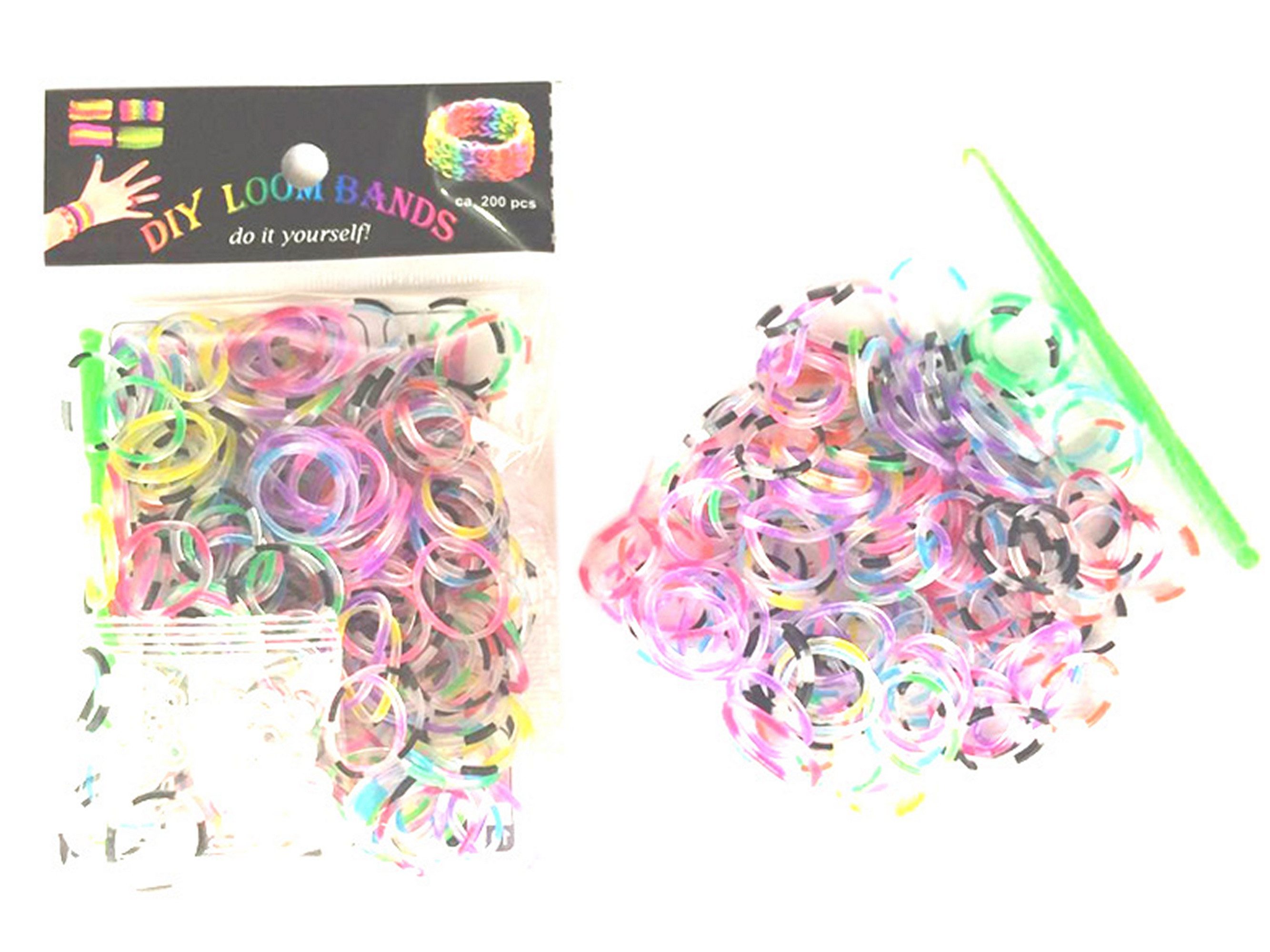 Livepac Office Gummibänder 200 Loom Gummibänder + 12 Verbindungsstücke / Farbe: transparent