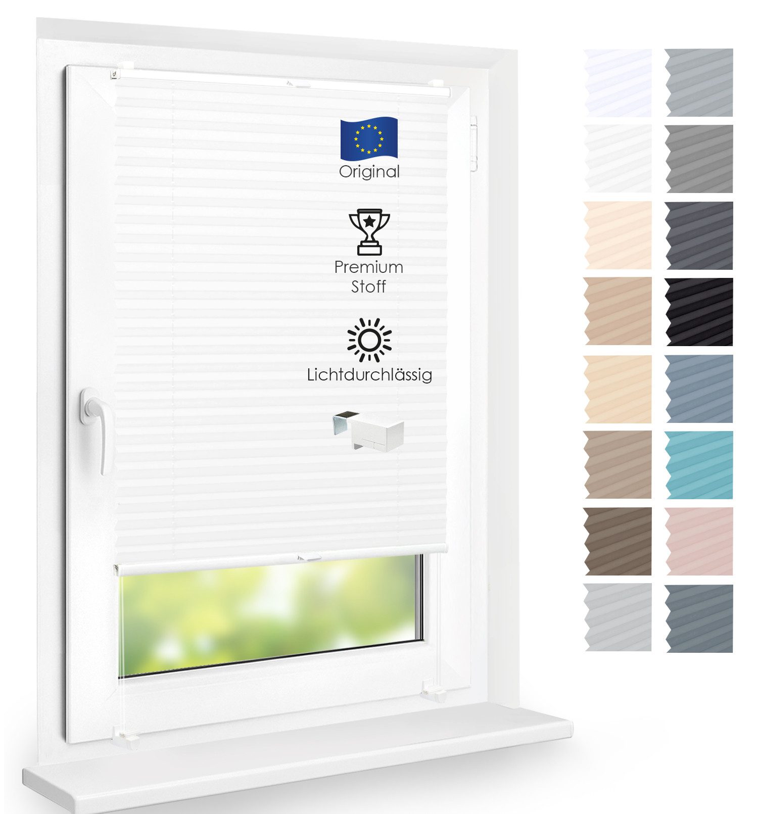 DomDeco Plissee Premium Plissee ohne Bohren, Sichtschutz, lichtdurchlässig, blickdicht, Klemmfix, Klemmfix, UV-beständig, modernes Design, stufenlos