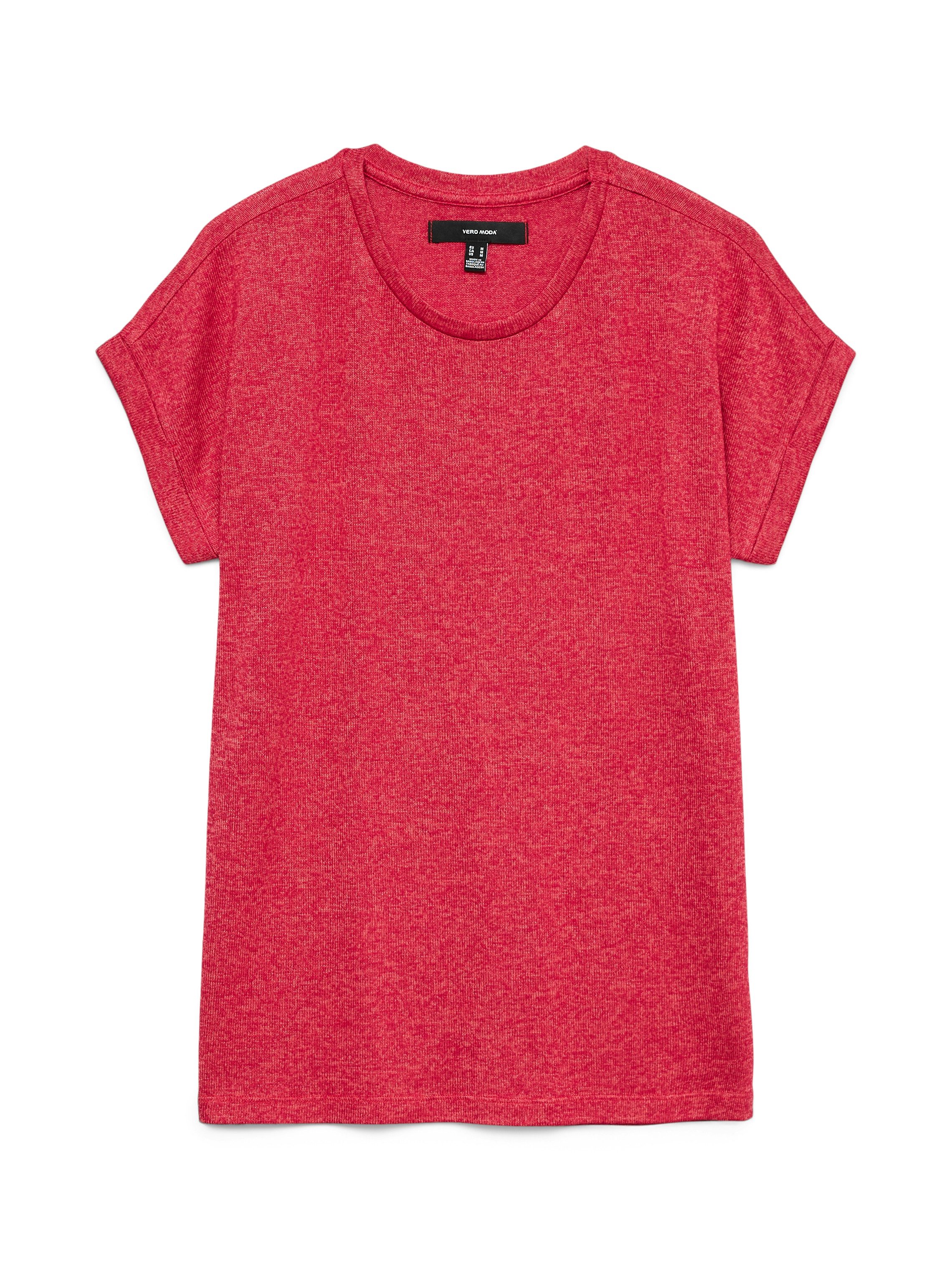 Vero Moda Kurzarmpullover VMBRIANNA SS O-NECK PULLOVER BOO REP mit überschnittenen Schultern mit Umschlagsaum