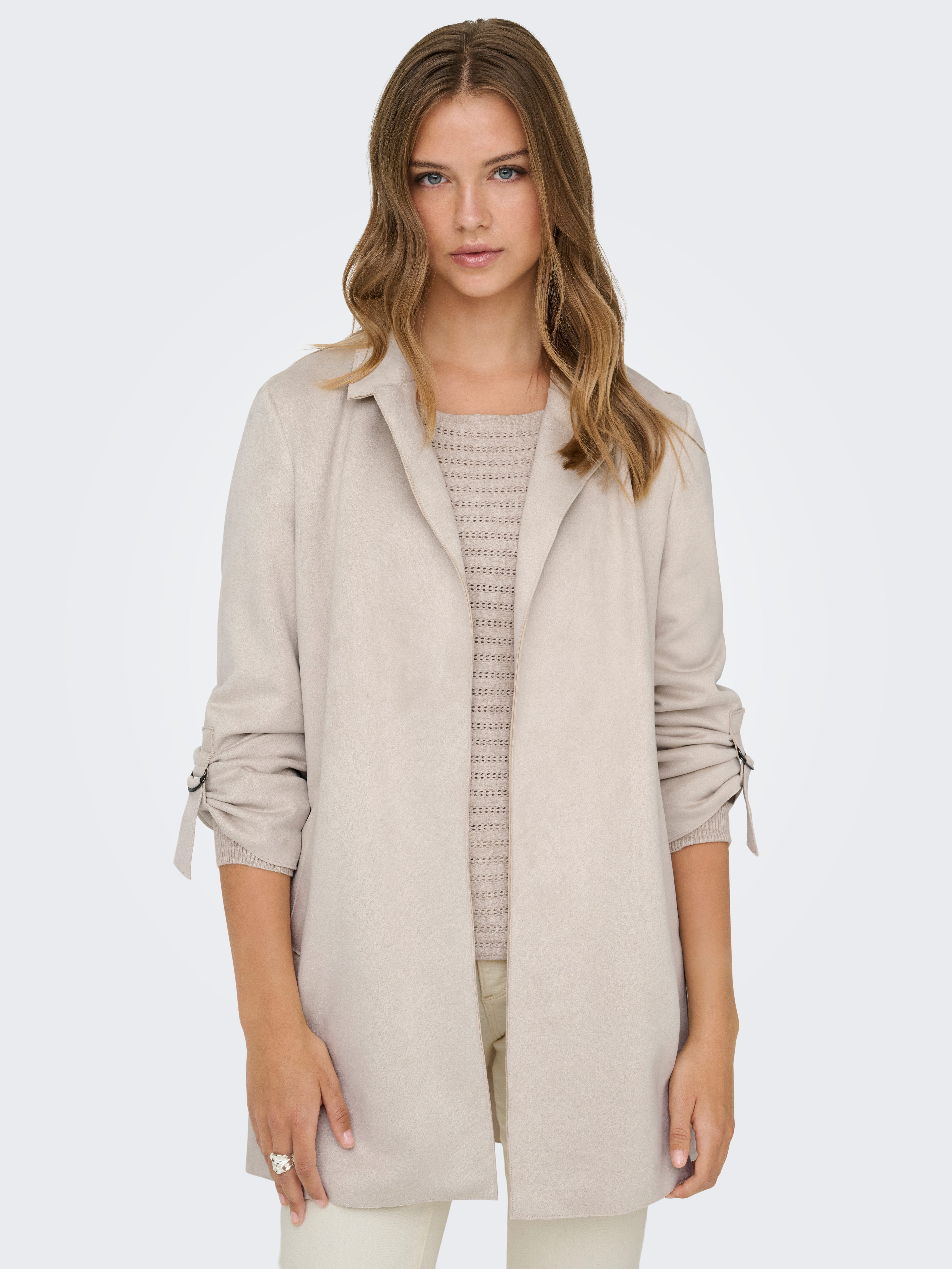 ONLY Langjacke ONLJOLINE FAUX SUEDE COAT LIFE CC OTW mit Reverskragen, weiches Wildlederimitat