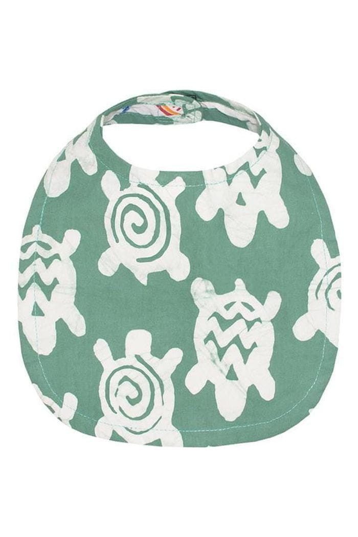 Global Mamas Lätzchen Bio Baby - Turtle - Grün, Handgefertigt in Ghana · recyceltes Glas · Unikat · Fair Trade (WFTO)