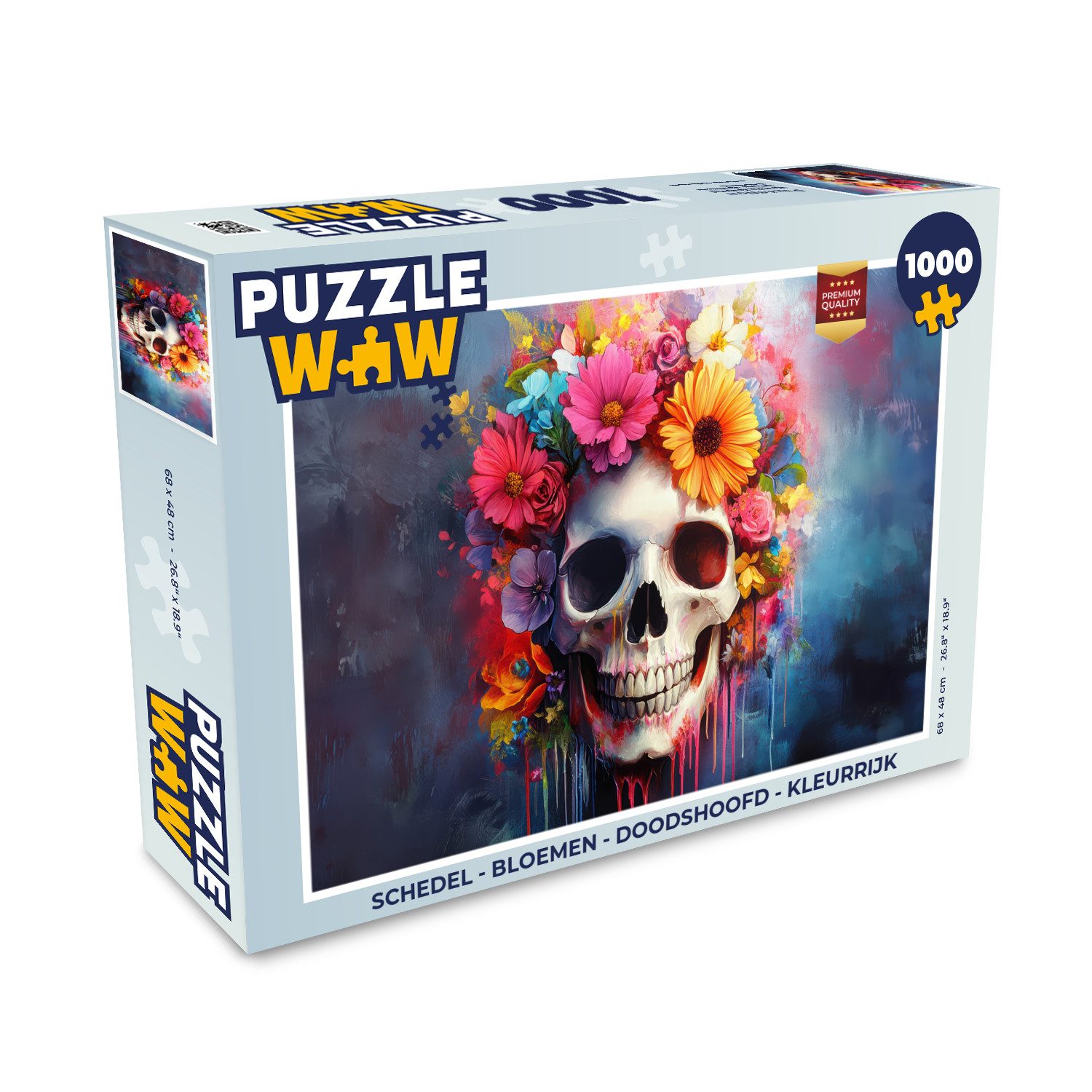 Puzzle Totenkopf - Blumen - Totenkopf - Bunt