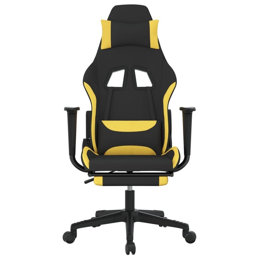 furnicato Gaming-Stuhl Schwarz Gelb 64x60x(117-127) cm mit Stoff und (1 St), Bürostuhl mit Liegefunktion, Fußstütze und verstellbarer Rückenlehne