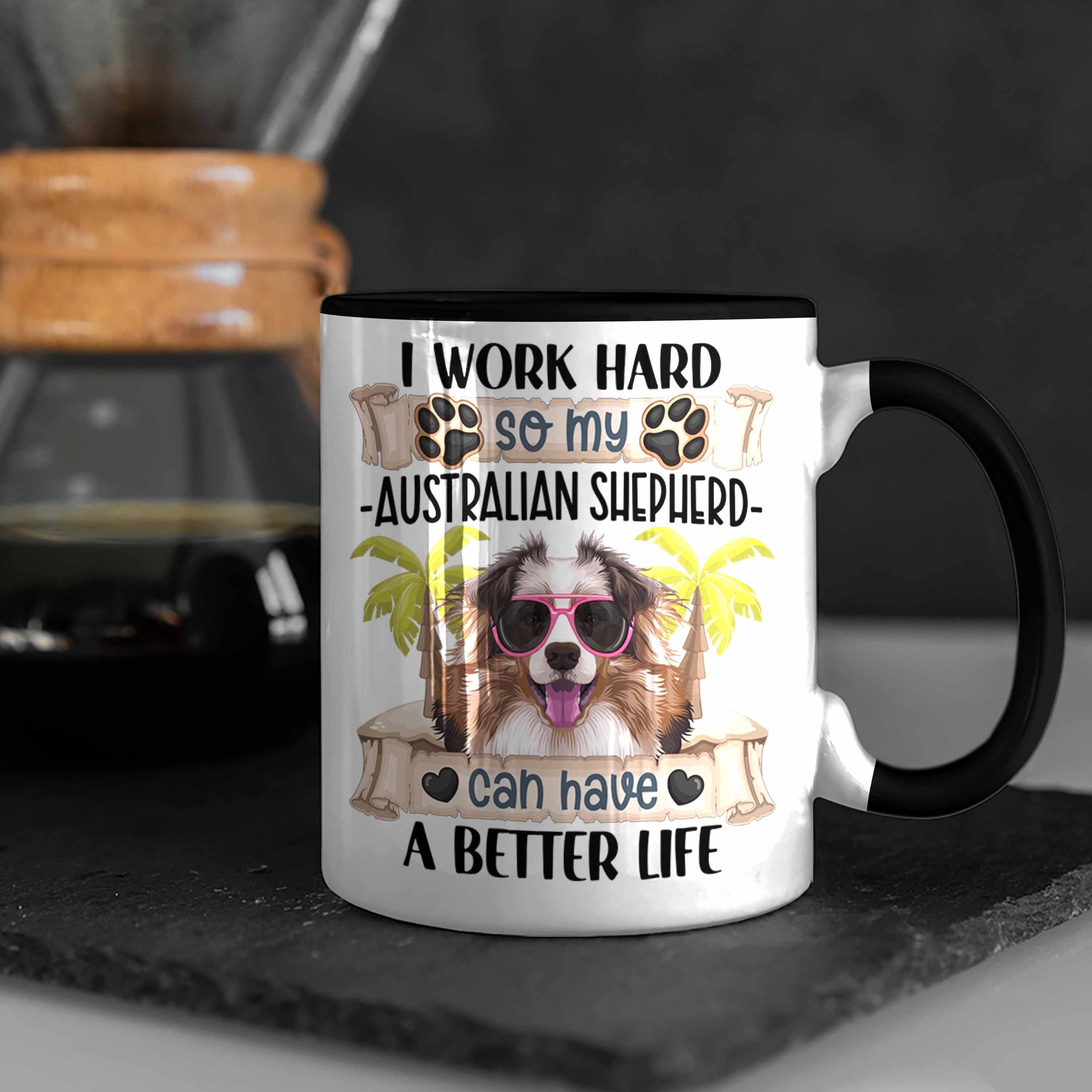 Tasse Schwarz Shepherd Australian Spruch Lustiger Geschenkid Tasse Besitzer Trendation Geschenk