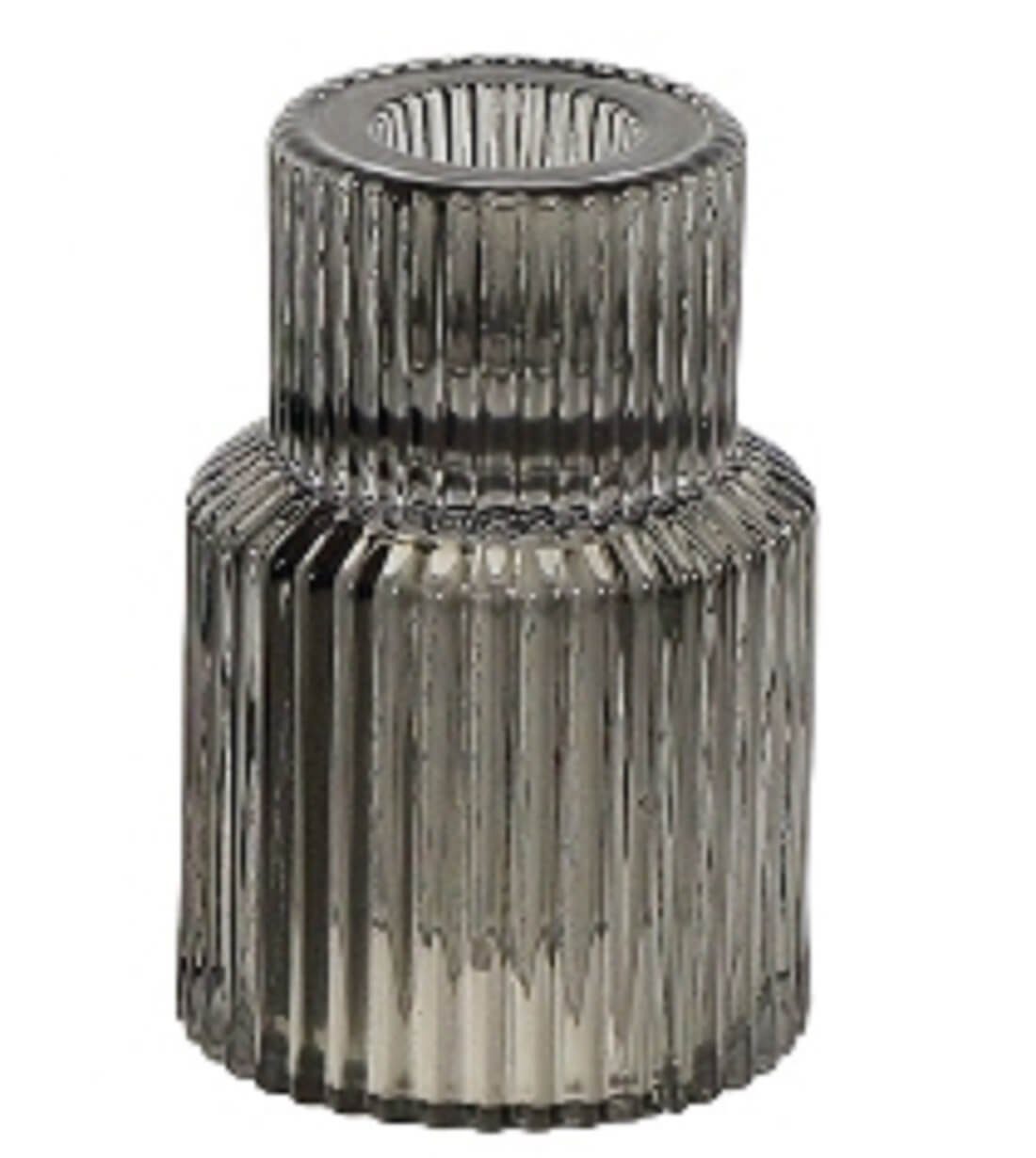8,5cm Halter Windlicht) Windlicht Teelichthalter Werner Ständer Kerzen grau Voß Vase 3er Glas Set (3x Teelicht