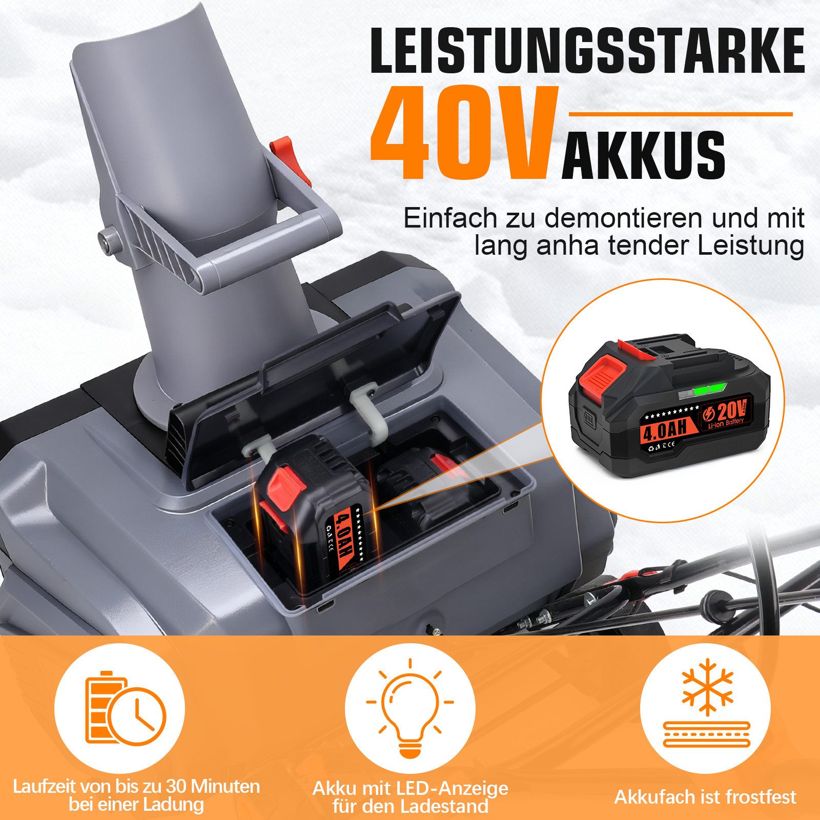 XERSEK Akku-Schneefräse 1000W Elektro Schneeschaufel Schneeschieber Brushle günstig online kaufen