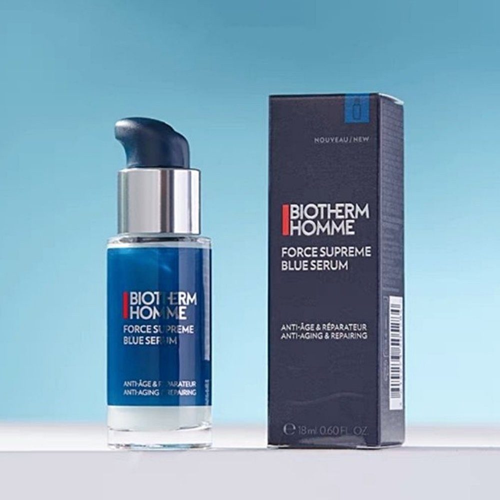 BIOTHERM Anti-Aging-Creme Force Supreme Blue Serum 18ml, Unterstützt Hautfestigkeit, Regeneration und ein glatteres Hautbild