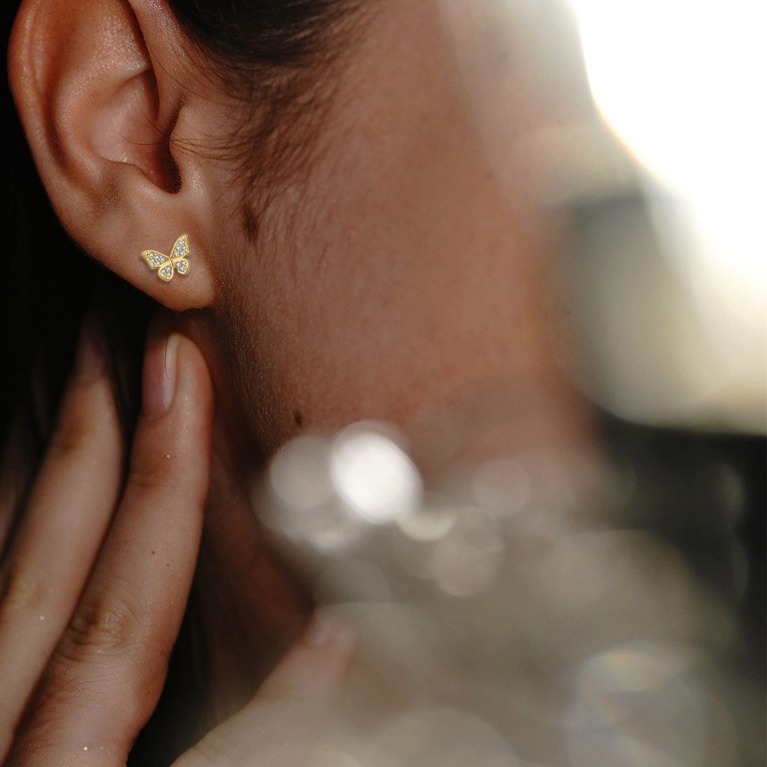 Suzan Gold Paar Ohrstecker Butterfly Whisper – Zarte Schmetterlings-Ohrstec günstig online kaufen