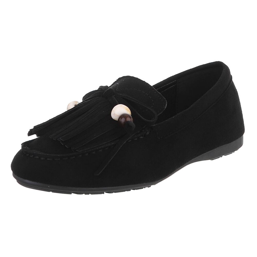 Ital-Design Eleganter Mokassin für Damen mit fransigem Design Slipper (9155 günstig online kaufen