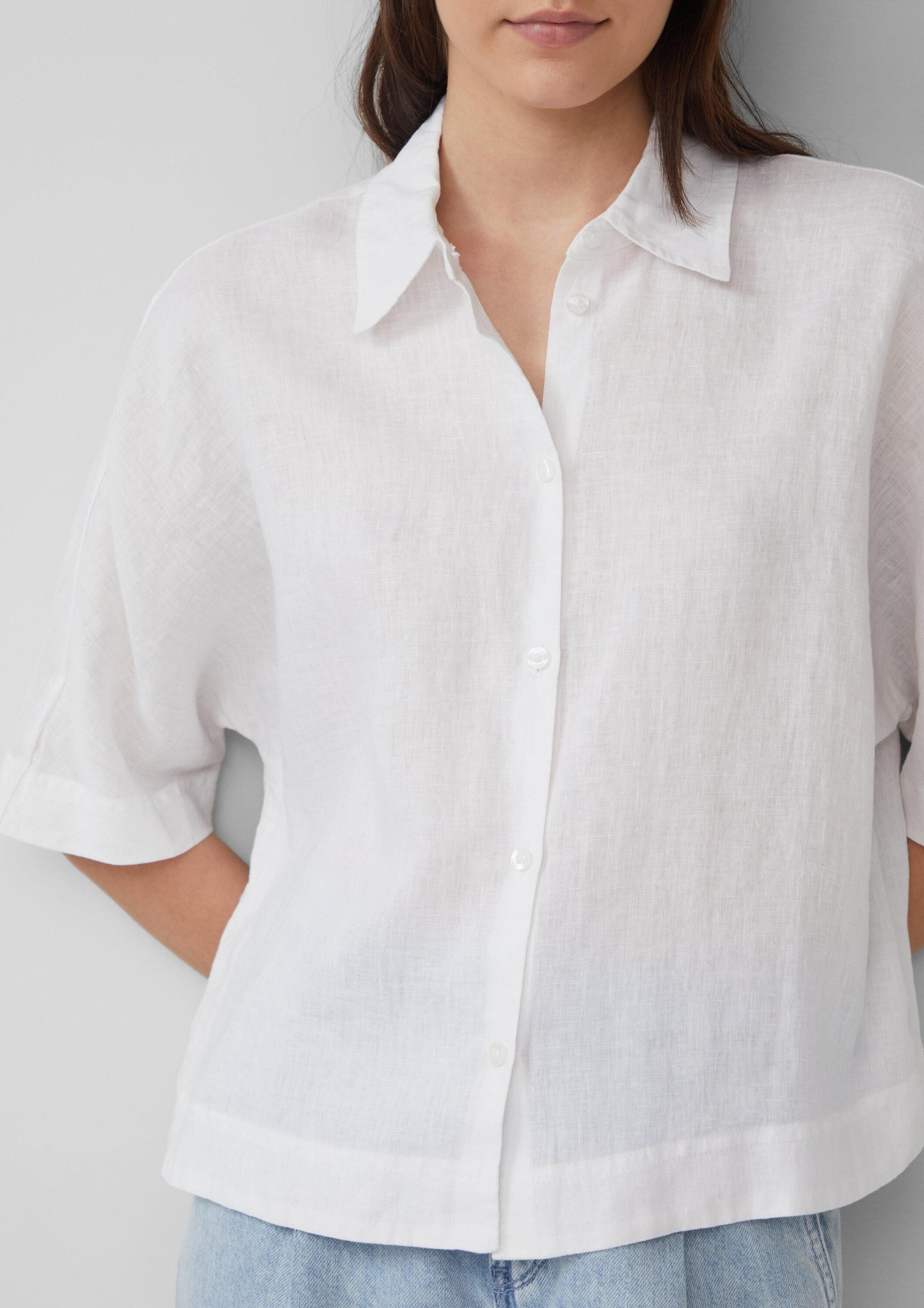 s.Oliver Kurzarmbluse Bluse Kurzarmbluse aus Leinen im Relaxed Fit