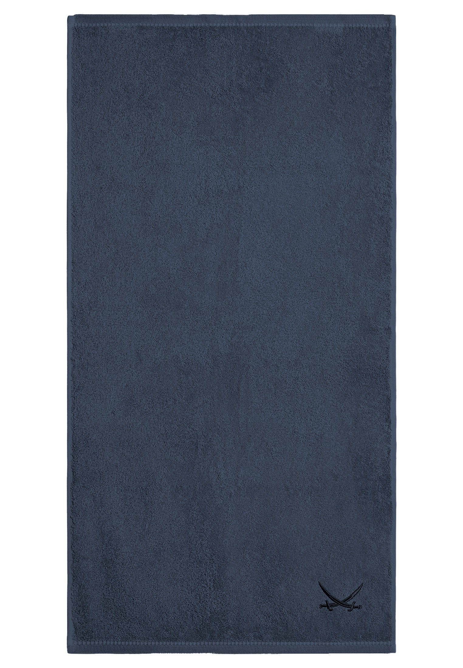 Sansibar Sylt Saunatuch Sansibar Sylt Saunatuch hochwertiger 90x180 „Classic“, blau pflegeleicht Säbel-Stickerei, Badetuch, cm, Sansibar hautfreundlich