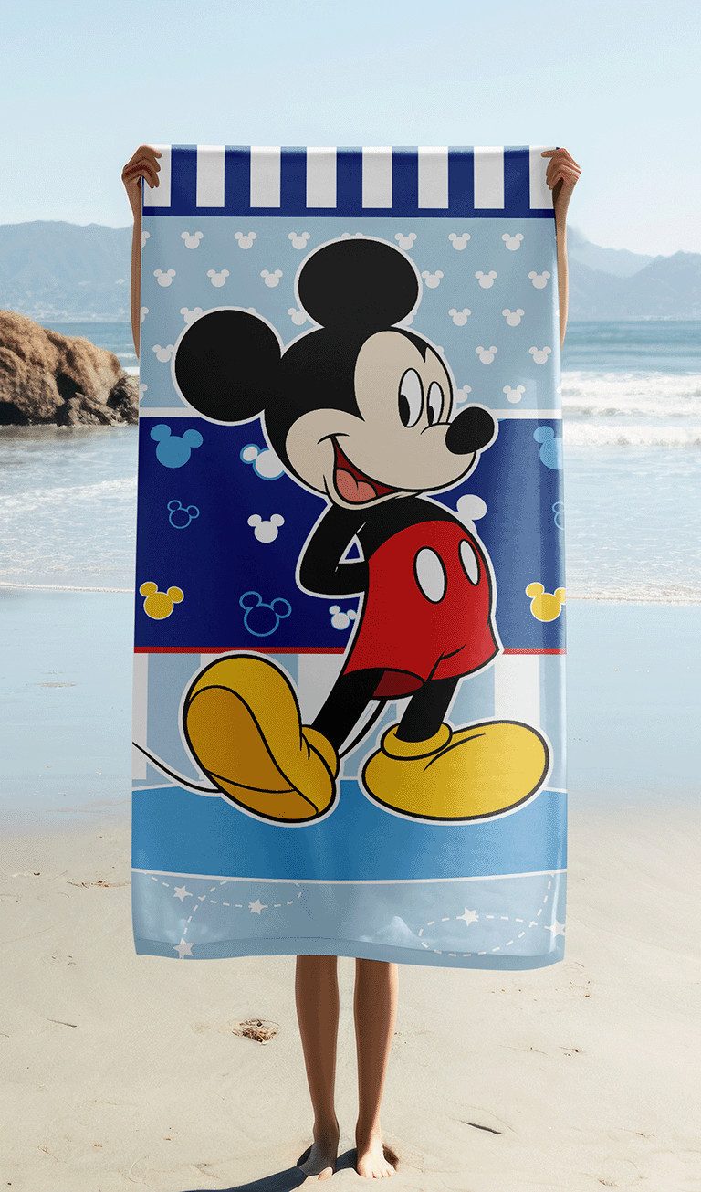 Jerry Fabrics Handtücher Disney Mickey Mouse Duschtuch Strandtuch Badetuch 70x140cm Baumwolle, (1 Duschtuch, 1-St), Langlebig