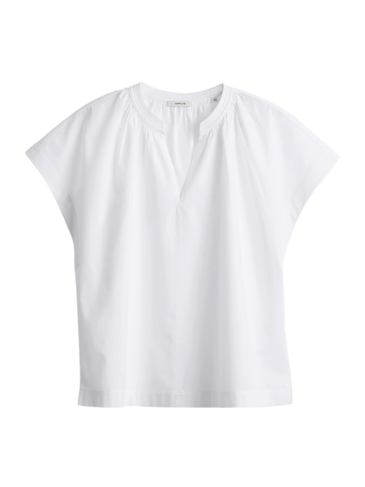 OPUS Blusenshirt weiß,Casual,Baumwolle,Unifarben,V-Ausschnitt,Kurz,Loose Fit