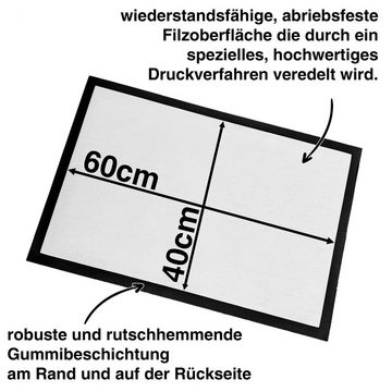 Fußmatte Türmatte Schmutzfangmatte mit Spruch Hi!, Herzbotschaft, rechteckig, 40 x 60 cm, 2 mm hoch, bei 40 °C waschbar