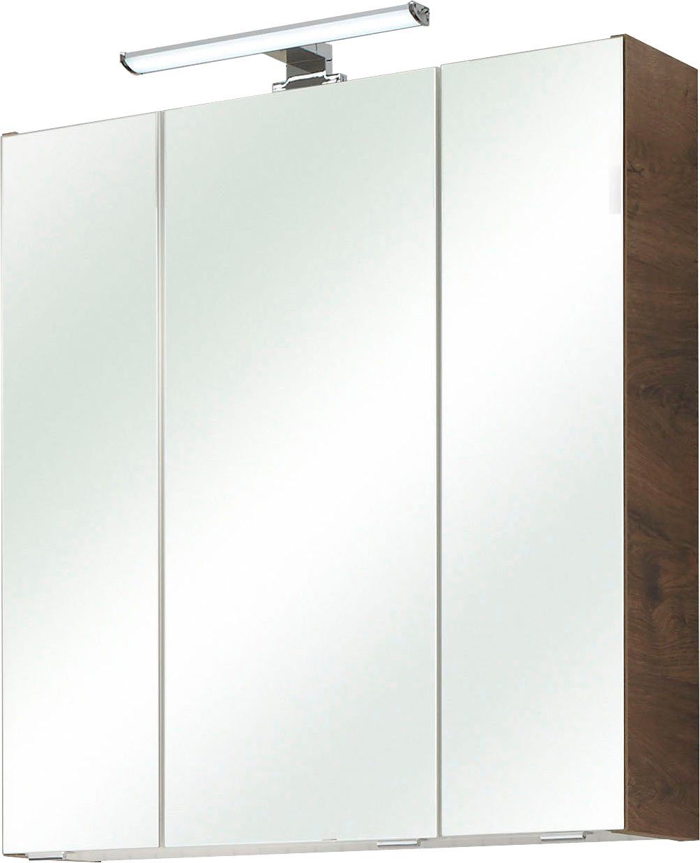 Saphir Spiegelschrank Quickset Badschrank, 3 Spiegeltüren, 6 Einlegeböden, 65 cm breit inkl. LED-Beleuchtung, Türdämpfer, Schalter-/Steckdosenkombination