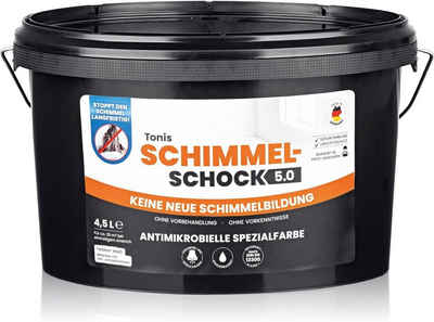 Tonis SCHIMMELSCHOCK Wandfarbe SCHIMMELSCHOCK 5.0 Antimikrobielle Spezialfarbe zur Schimmelbekämpfung, Gebinde 4,5 L für 18 m2